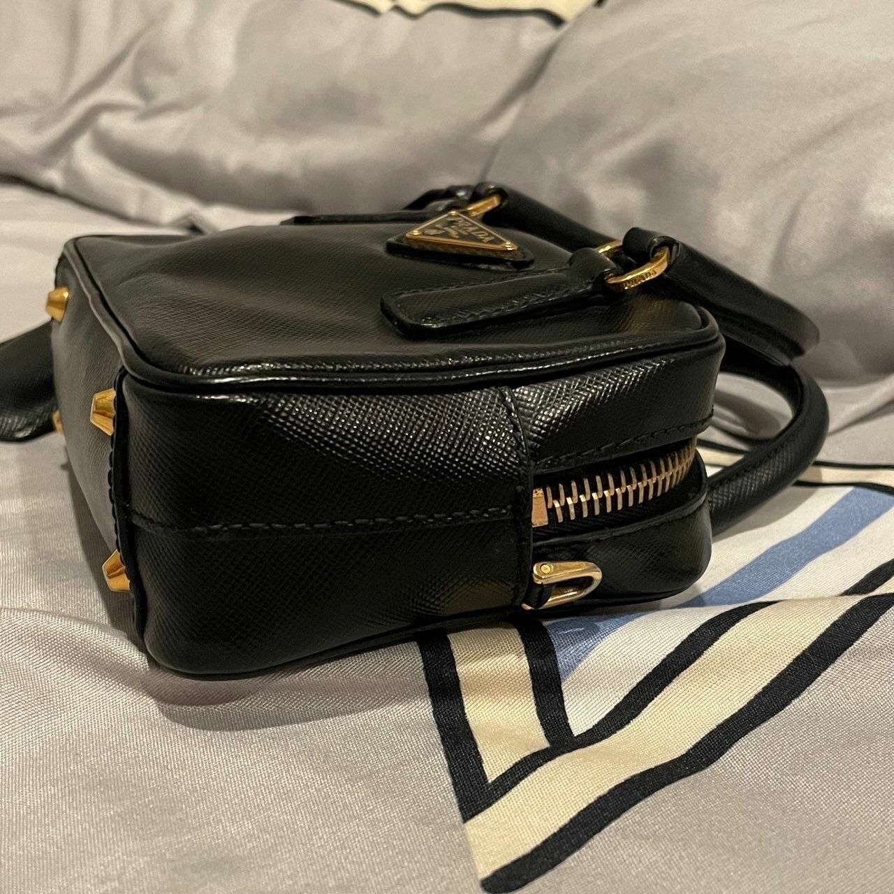 Prada Mini Black Bauletto in Saffiano Leather