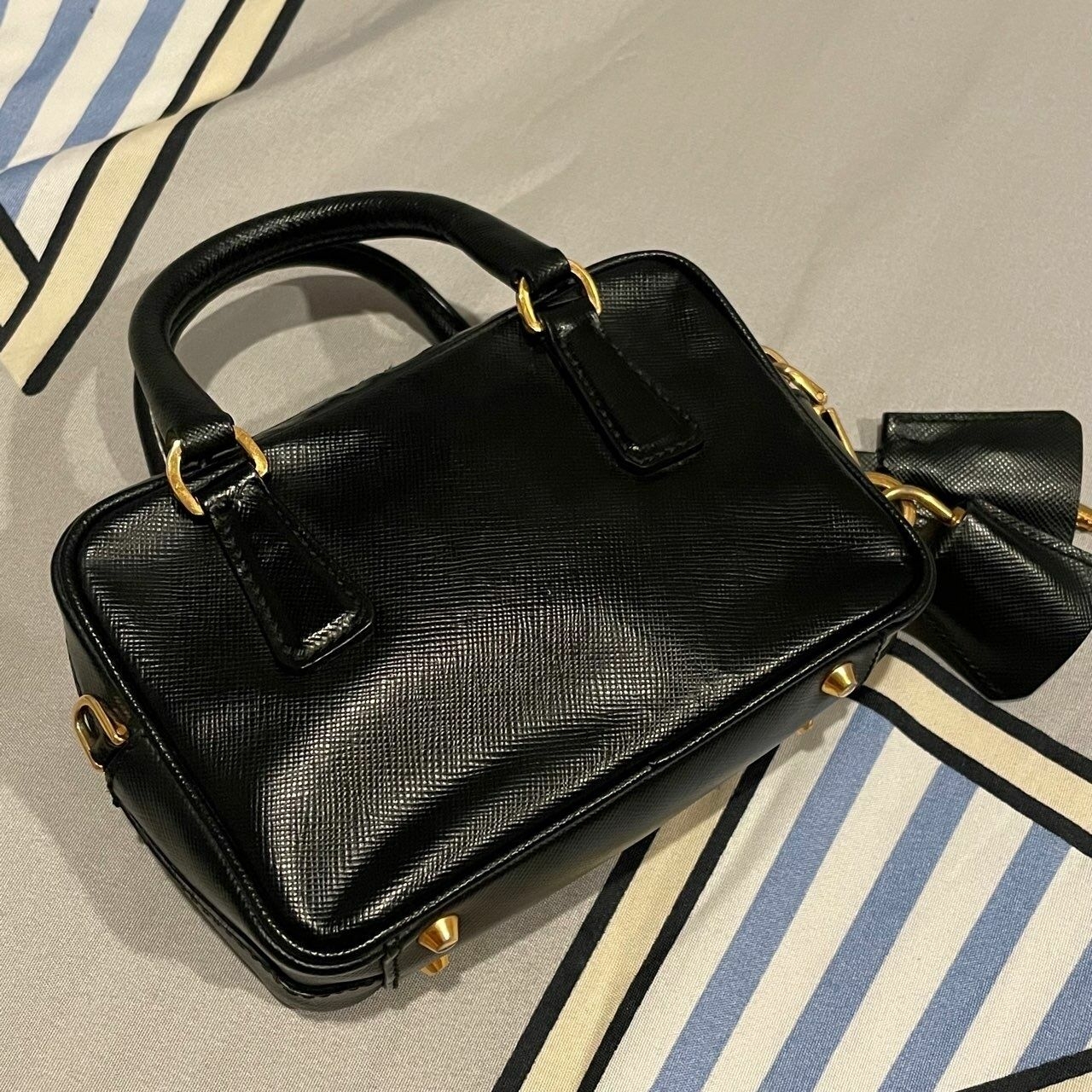 Prada Mini Black Bauletto in Saffiano Leather