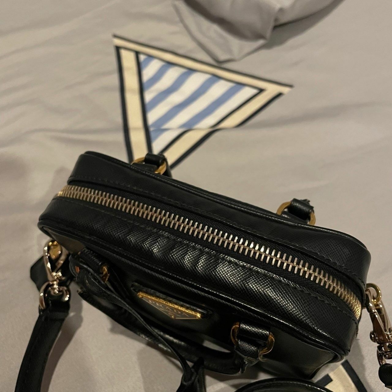 Prada Mini Black Bauletto in Saffiano Leather