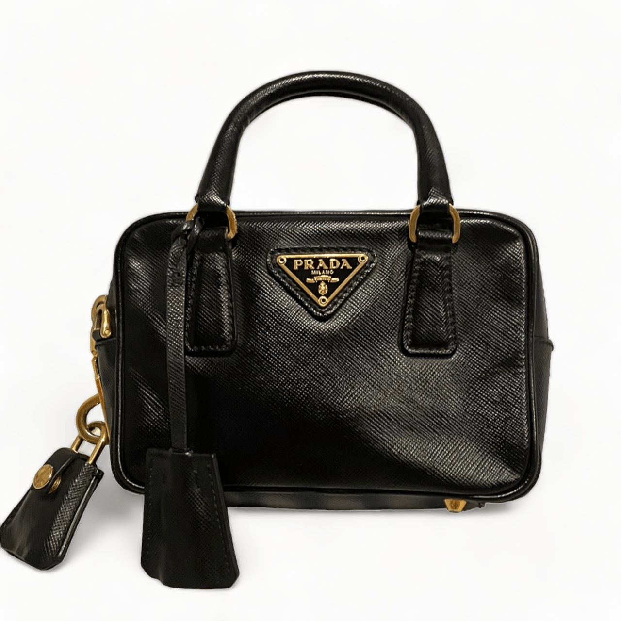 Prada Mini Black Bauletto in Saffiano Leather