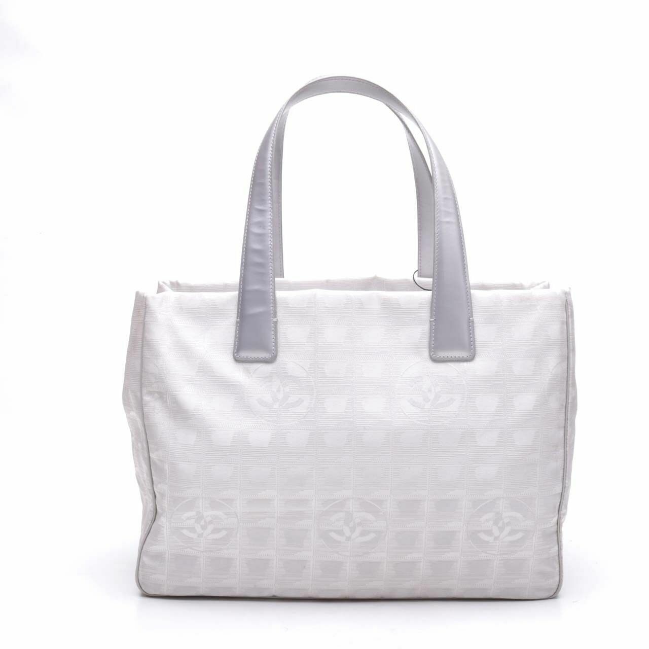 Chanel CC Travel Line Silver Tote Bag