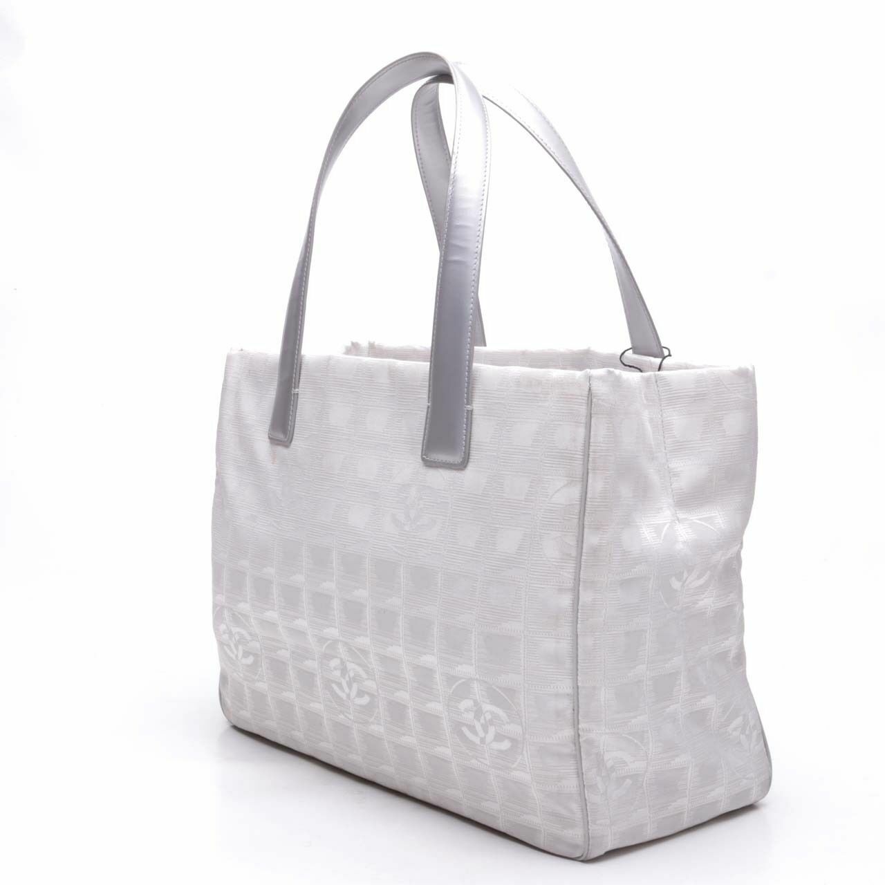 Chanel CC Travel Line Silver Tote Bag