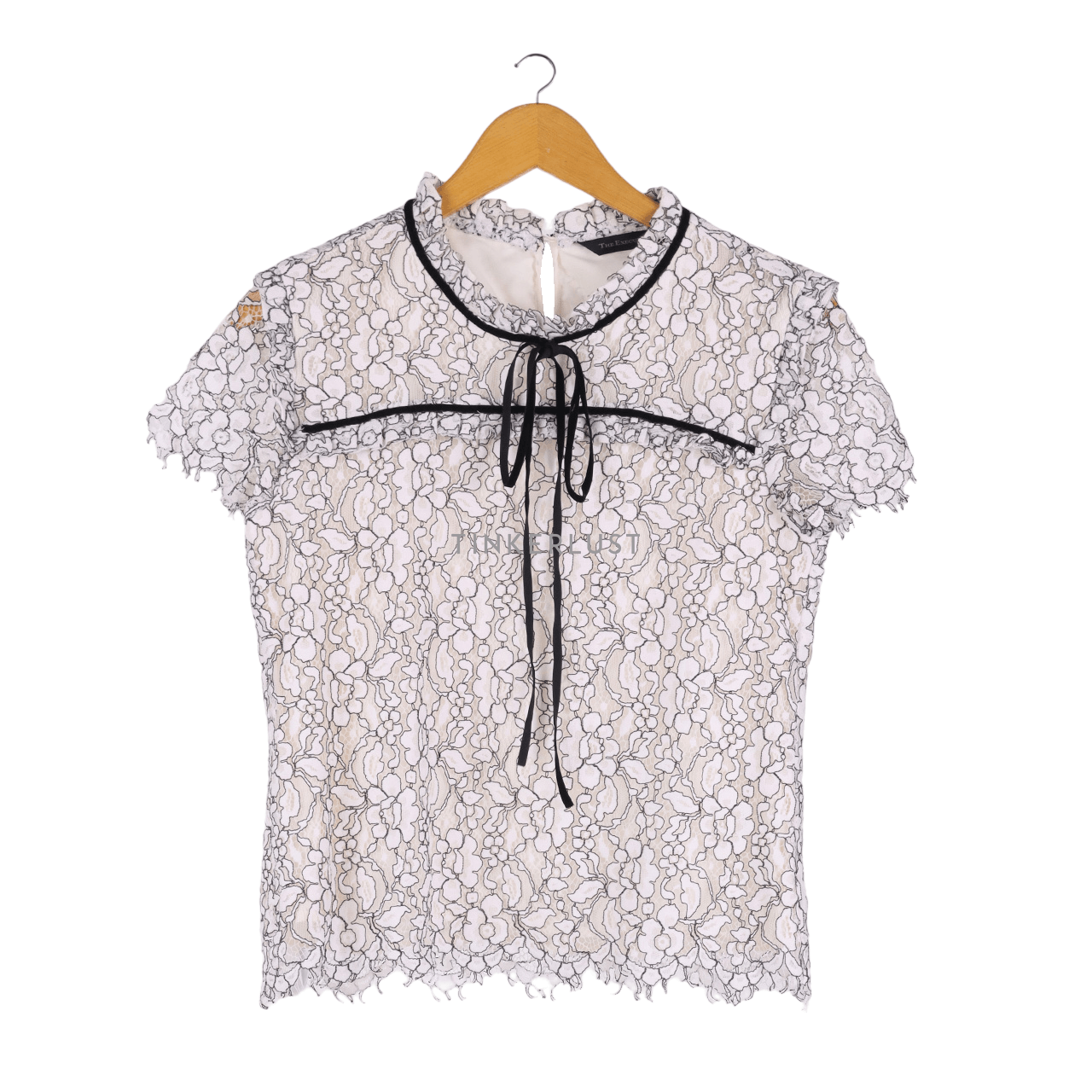 The Executive Black & White Lace Blouse