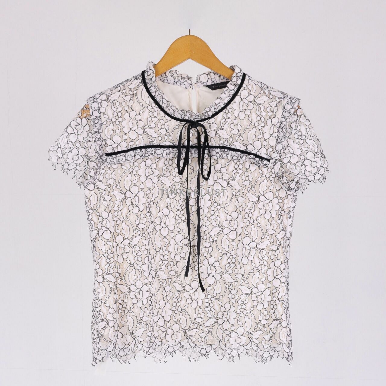 The Executive Black & White Lace Blouse