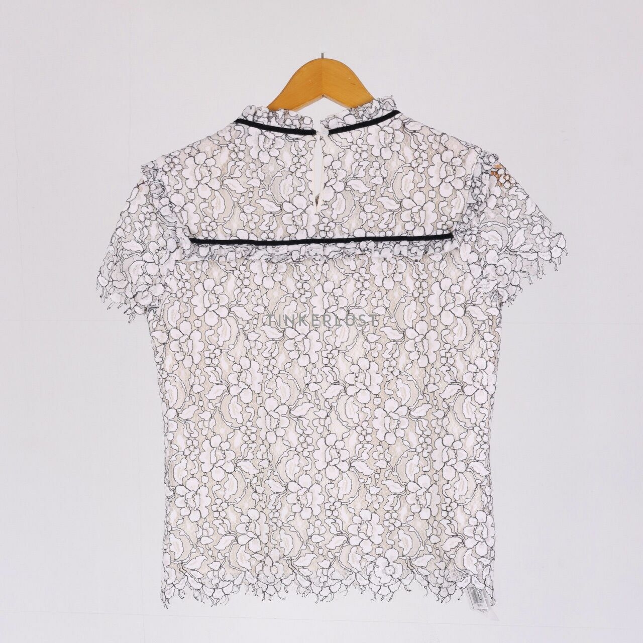 The Executive Black & White Lace Blouse