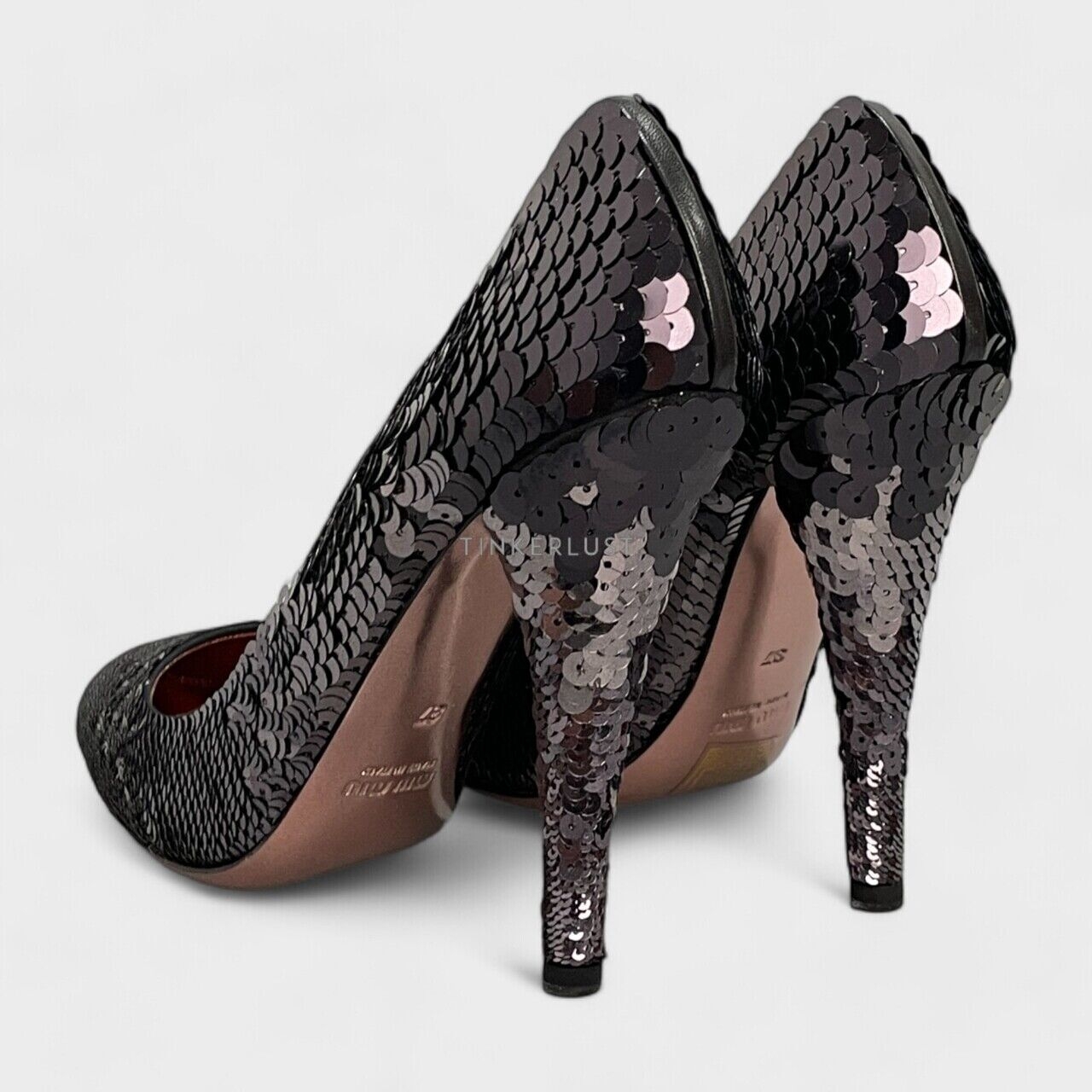 Miu Miu Paillettes Sequins Black Pumps Heels