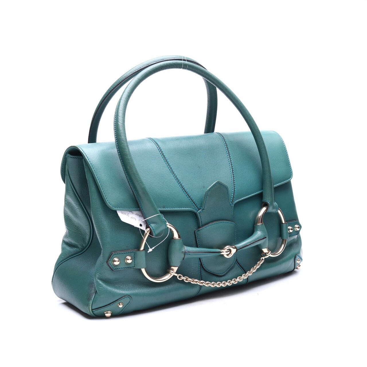 Gucci Grained Calfskin Large Horsebit Chain Flap Green Hand Bag