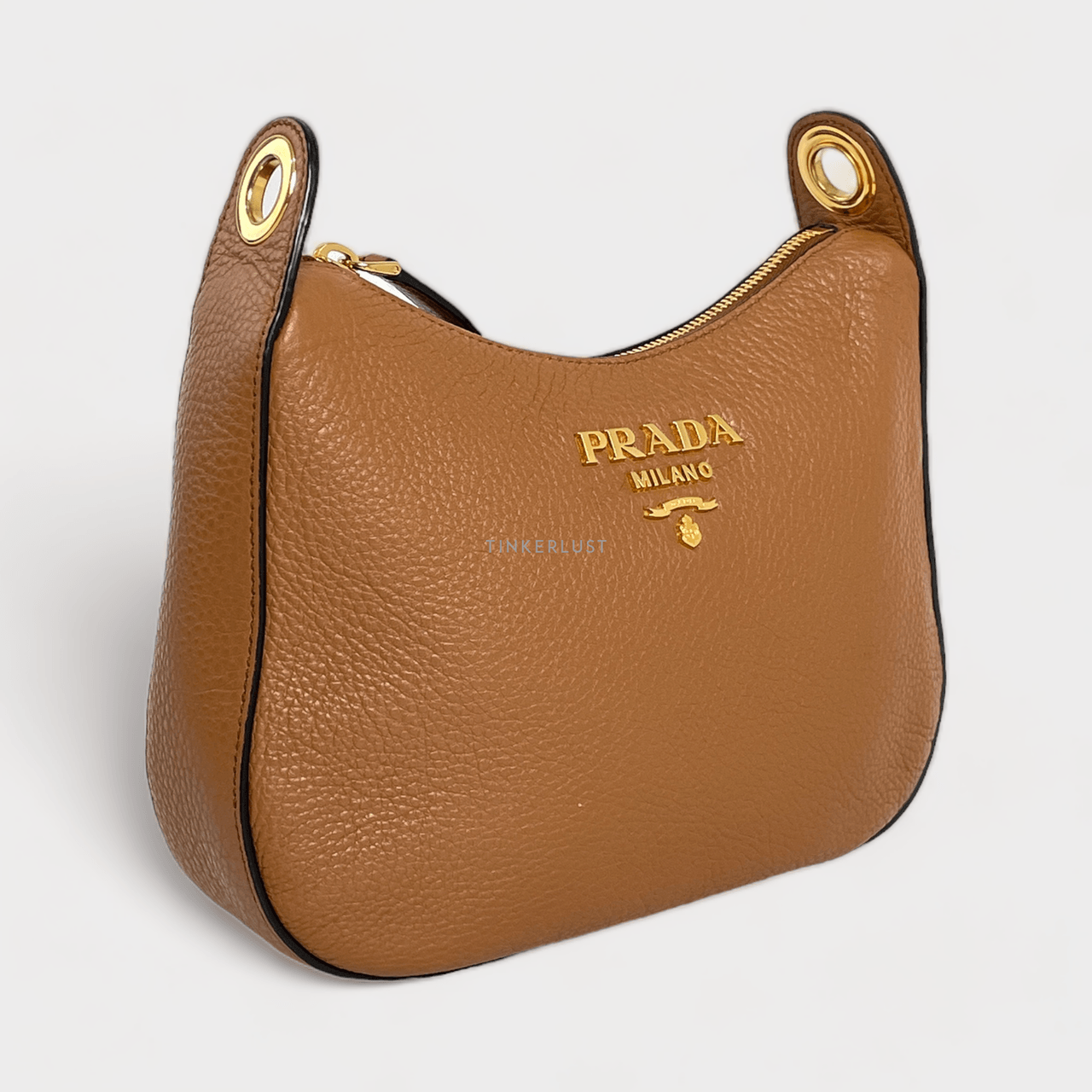 Prada Sacca In Pelle Vitello Phenix Caramel Hobo Small Bag