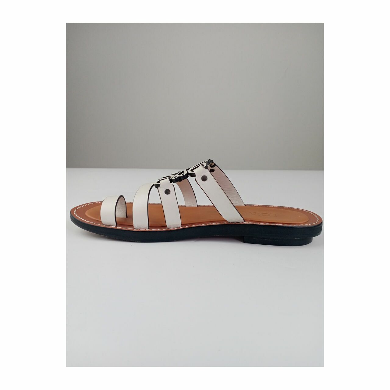 Loewe Anagram Leather Sandal in White