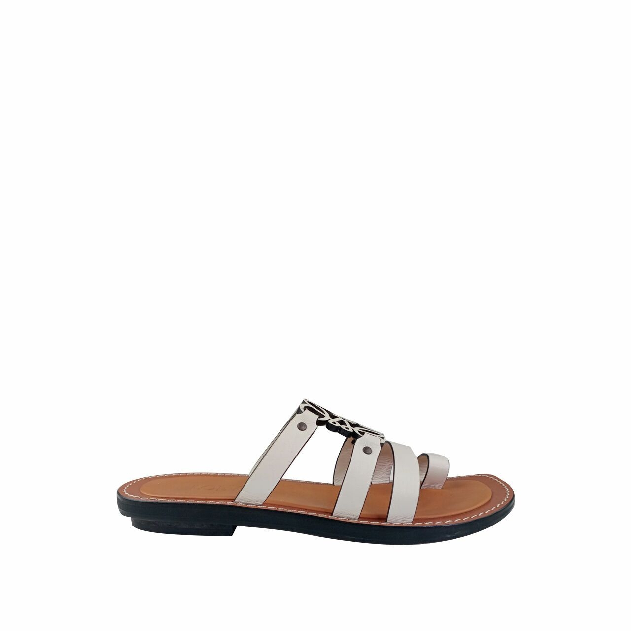 Loewe Anagram Leather Sandal in White