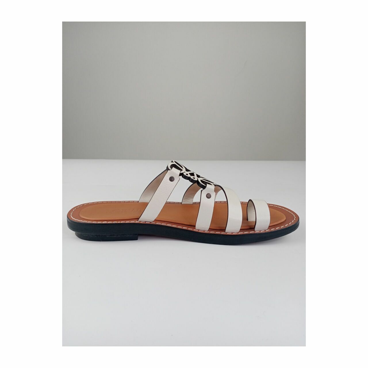 Loewe Anagram Leather Sandal in White