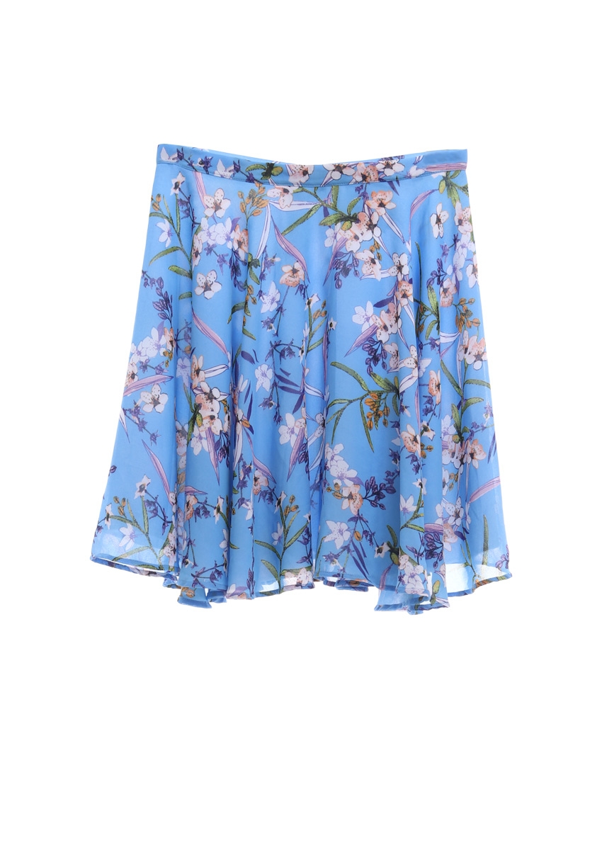 Le Bijou Blue Floral Mini Skirt