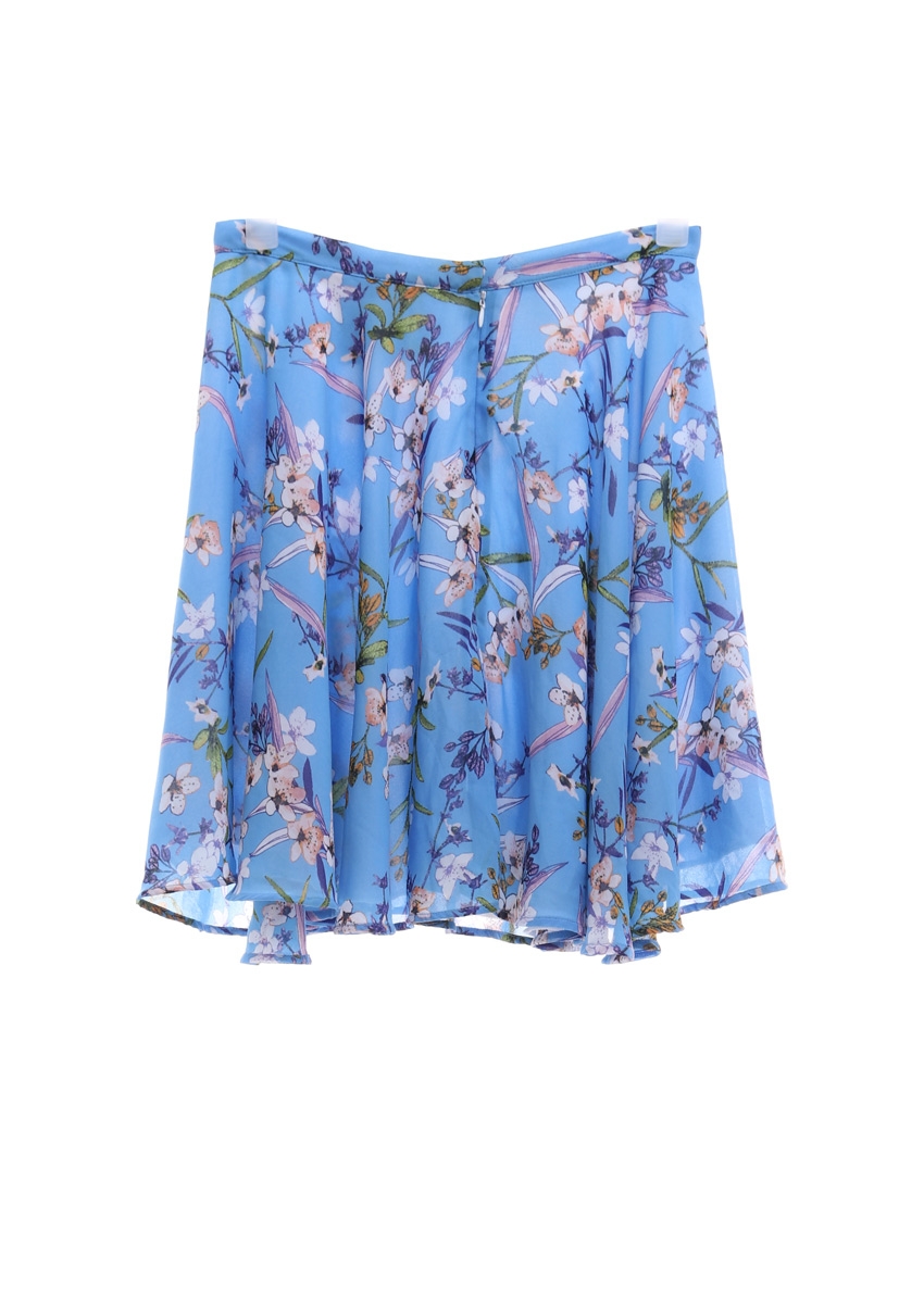 Le Bijou Blue Floral Mini Skirt