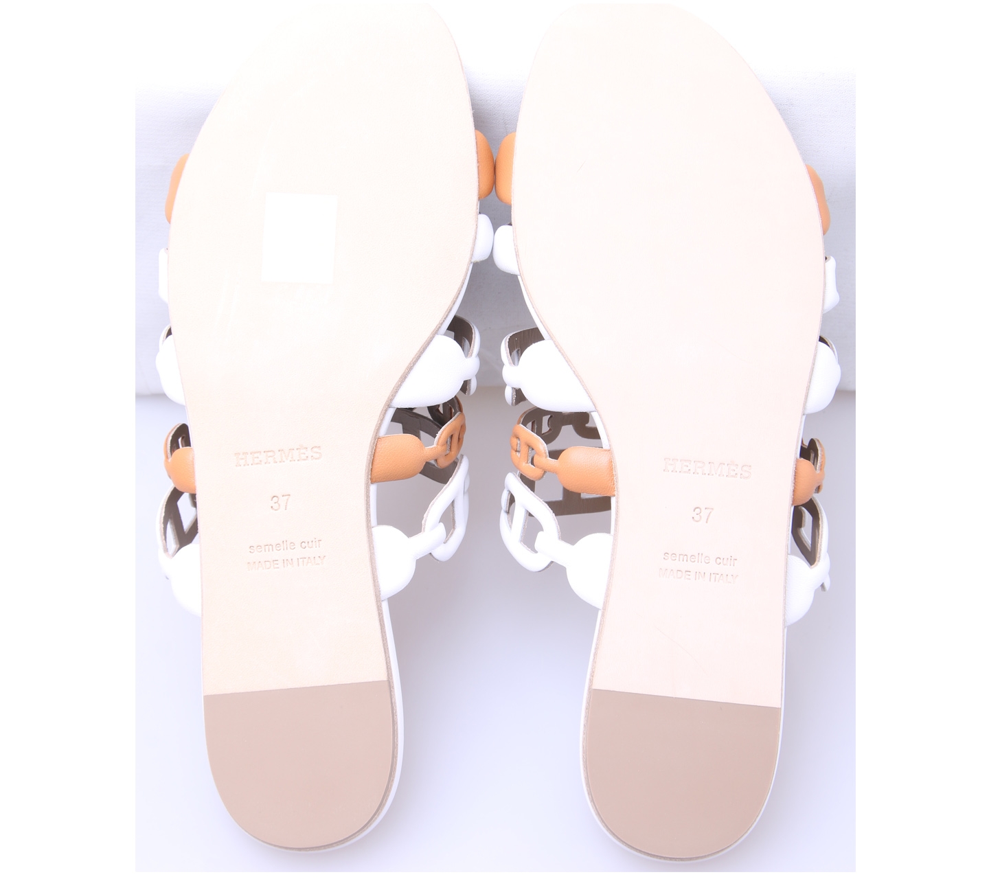 Hermes White & Brown Thalassa Sandals