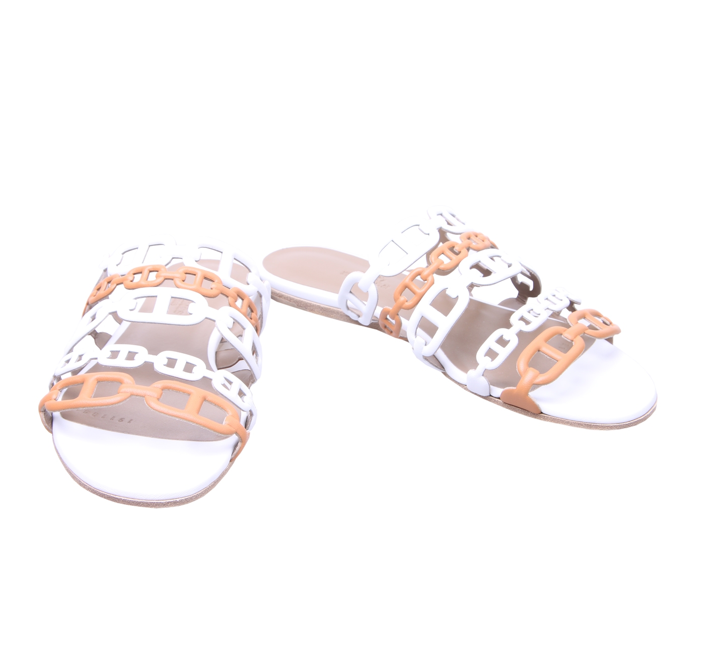 Hermes White & Brown Thalassa Sandals