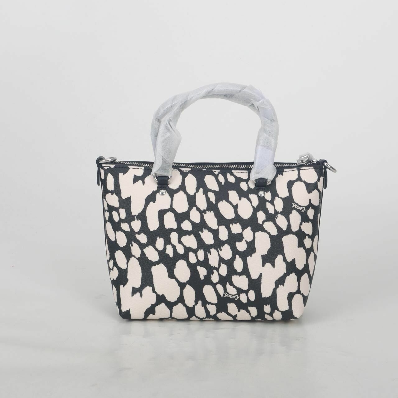 Coach CC902 Mini Gallery Crossbody With Spotted Animal Print Black Chalk Multi