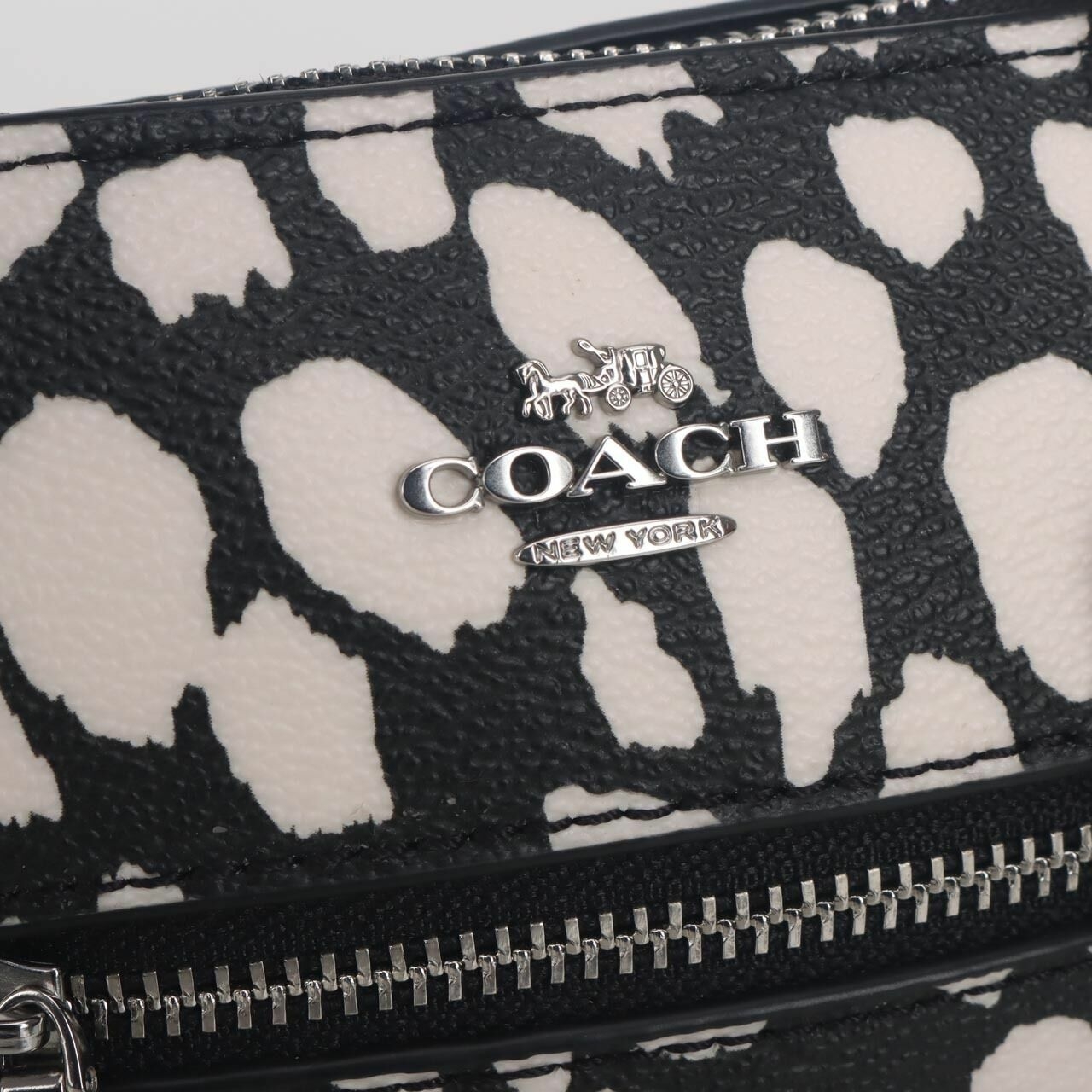 Coach CC902 Mini Gallery Crossbody With Spotted Animal Print Black Chalk Multi