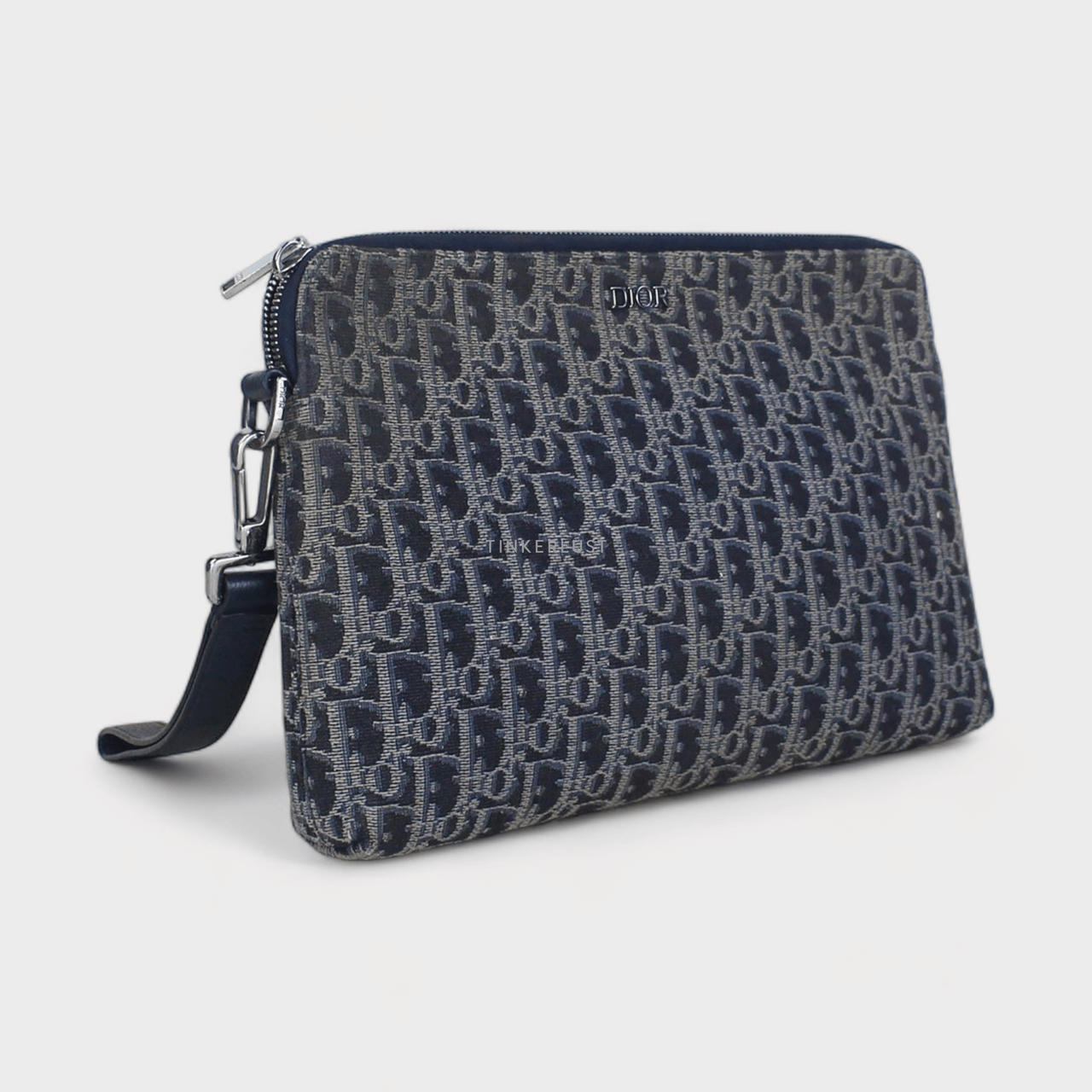 Christian Dior Oblique Jacquard Navy Pouch 