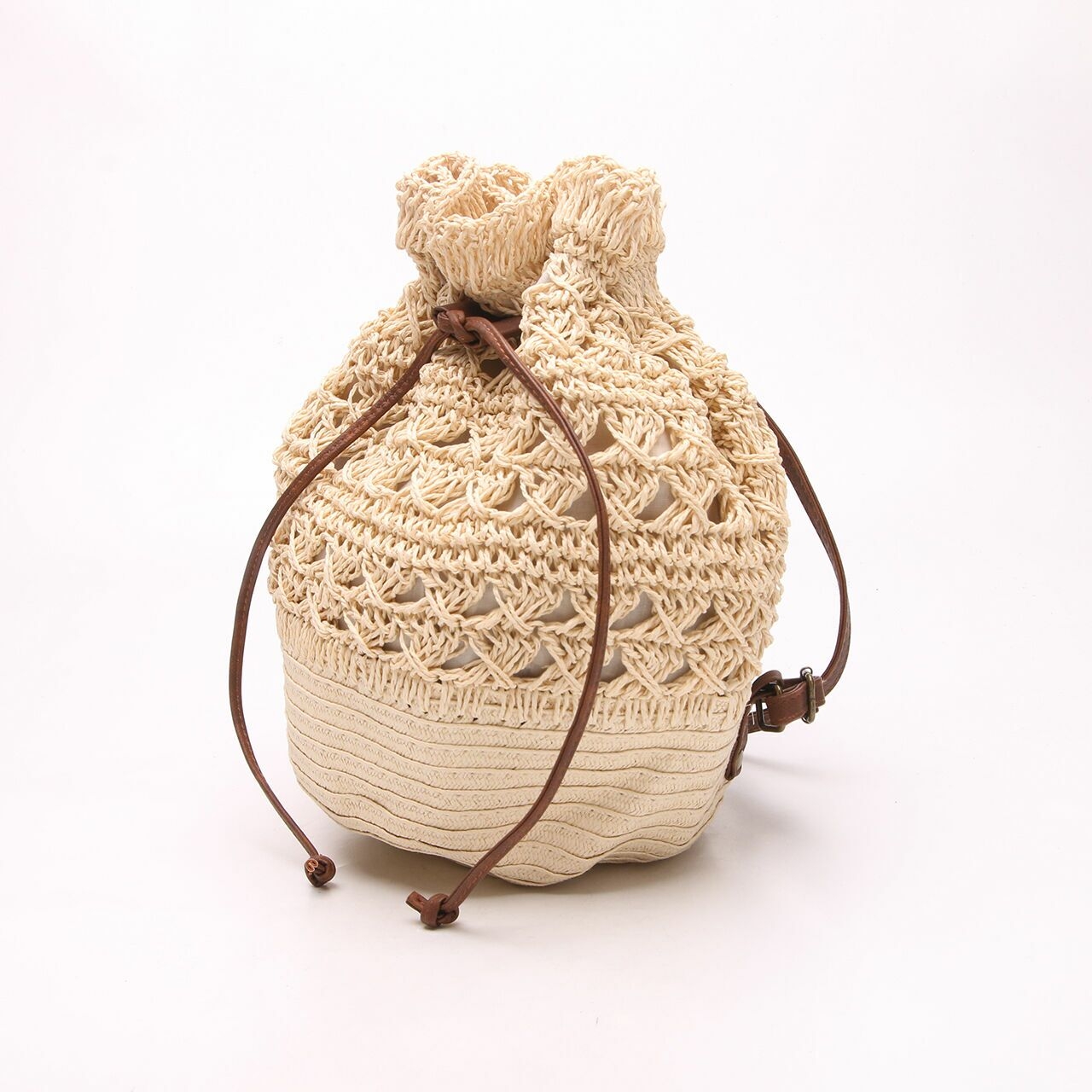 Private Collection Cream Straw Bucket Backpack