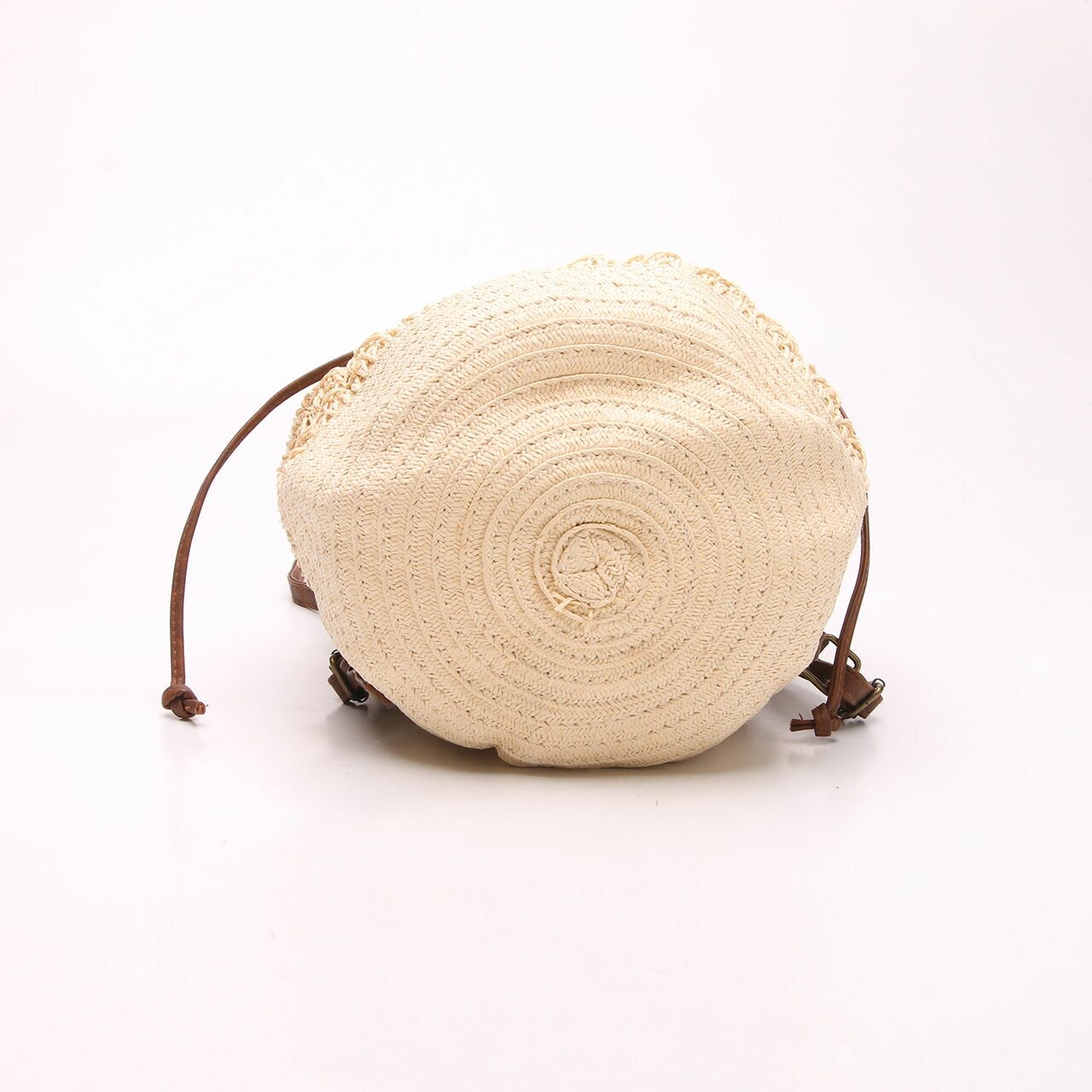 Private Collection Cream Straw Bucket Backpack