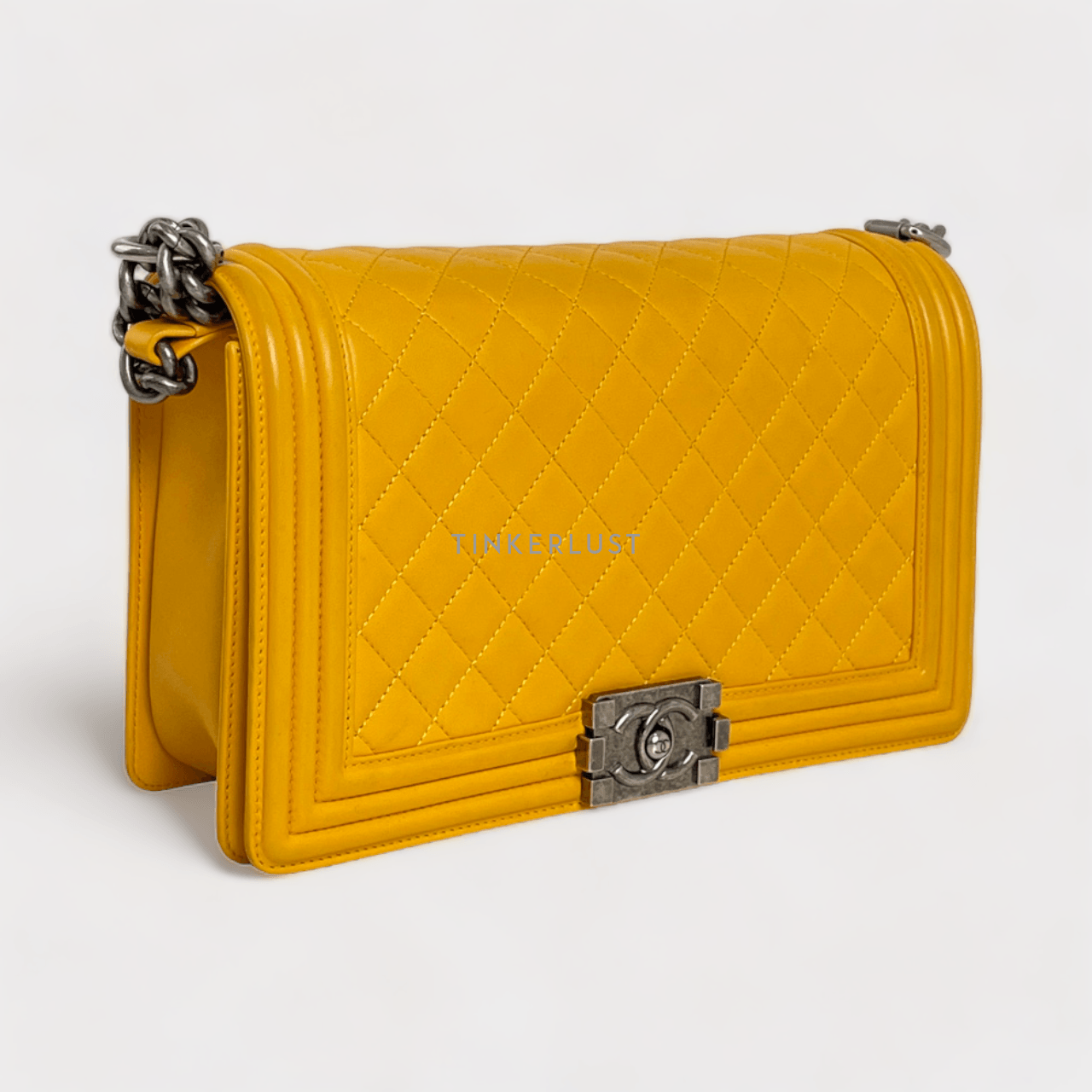 Chanel Boy New Medium Yellow Lambskin RHW # 20 Shoulder Bag