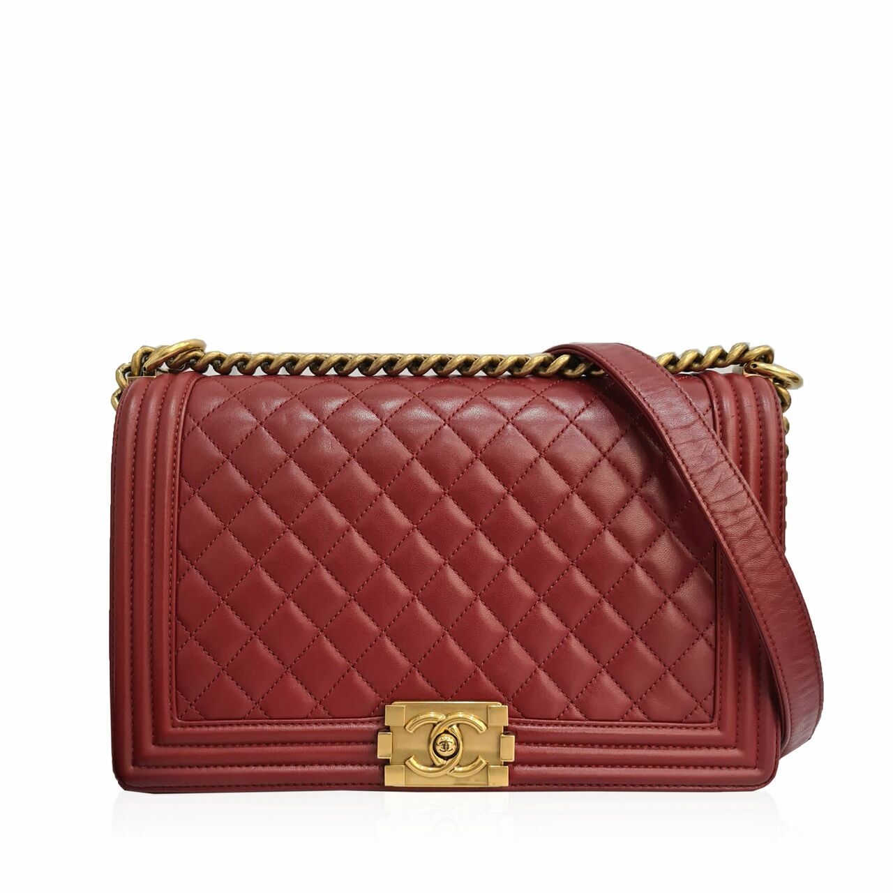 Chanel Boy Lambskin Maroon GHW #19 Shoulder Bag