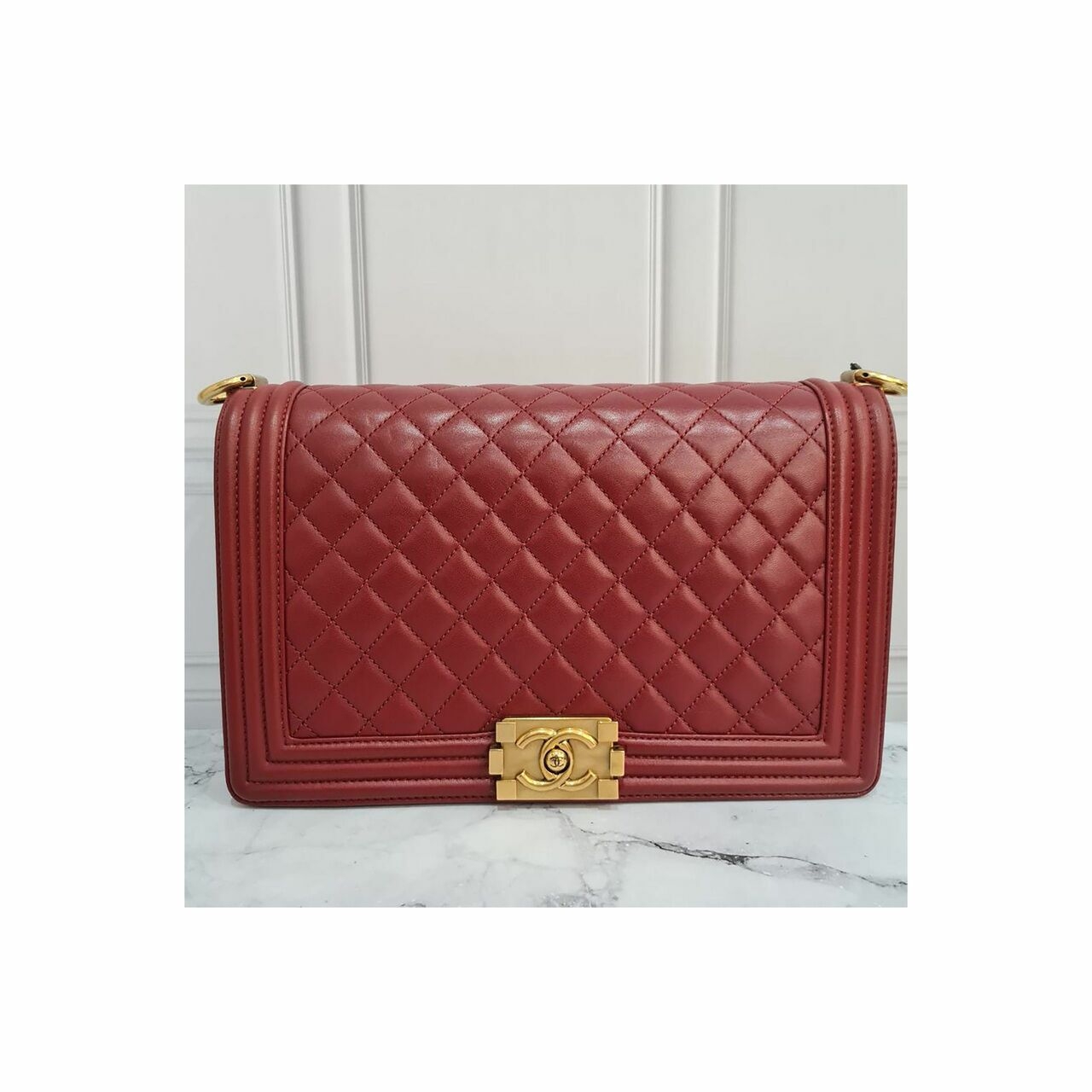 Chanel Boy Lambskin Maroon GHW #19 Shoulder Bag