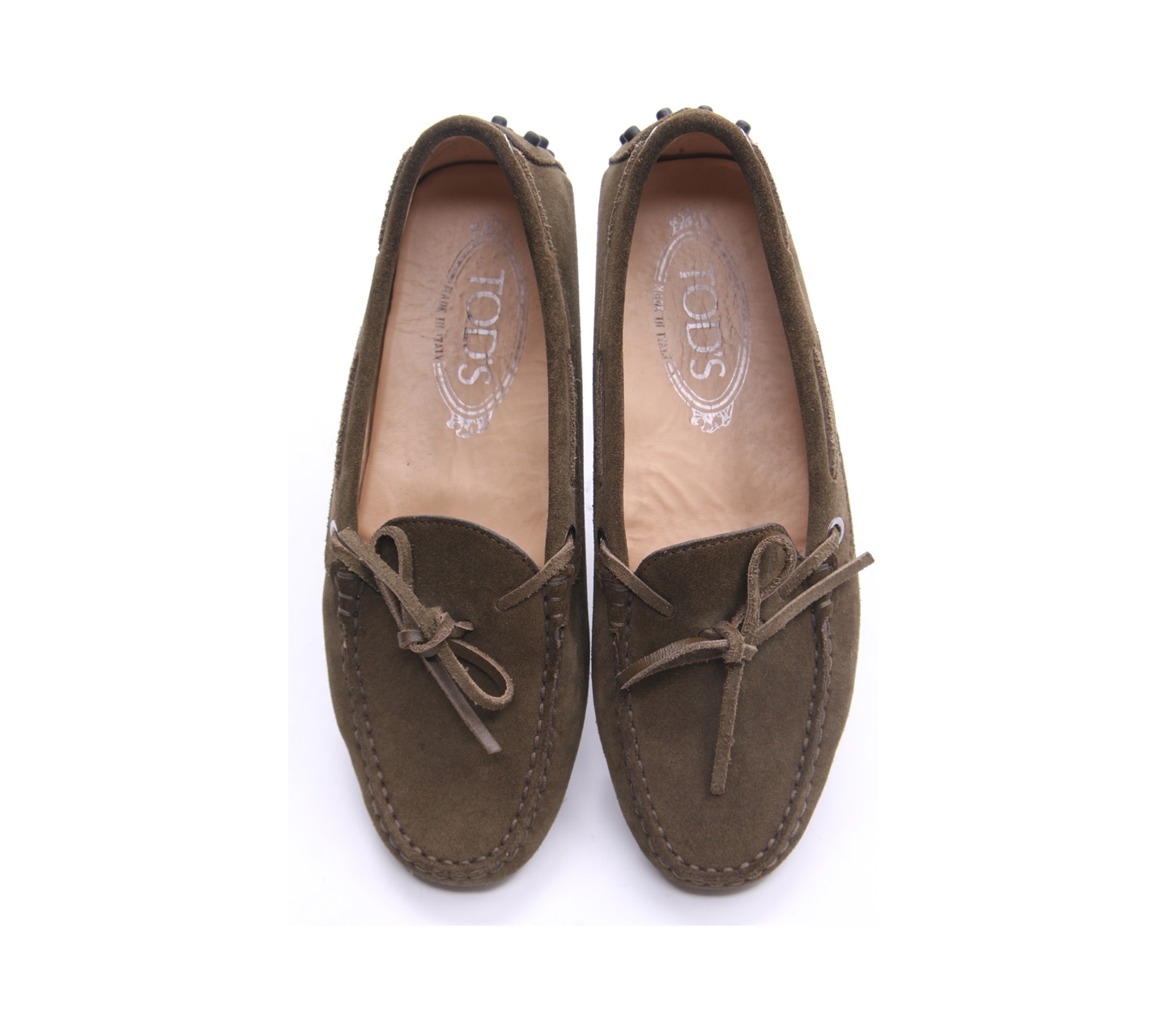 Tod'S Olive Gommino Driving Shoes In Suede Flats