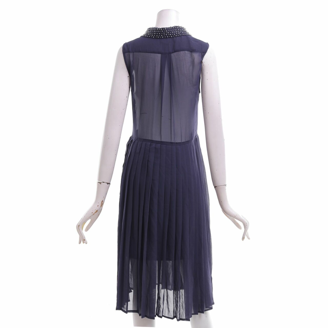 H&M Navy Pleated Midi Dress