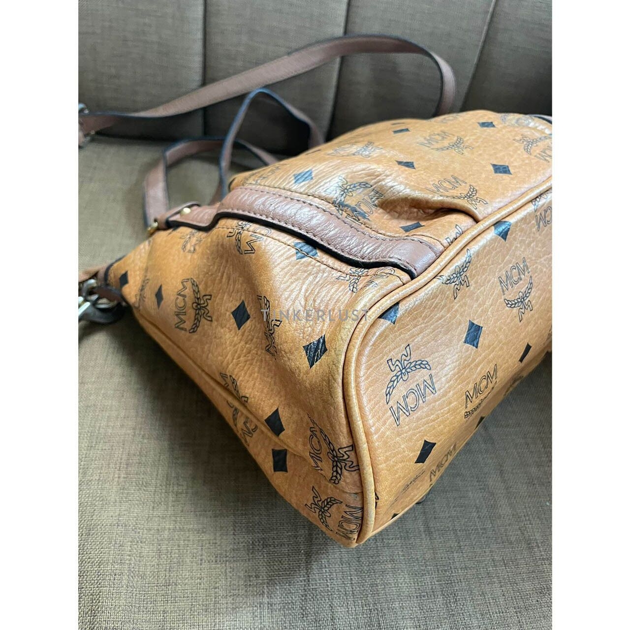 MCM Cognac Visetos Brown Satchel