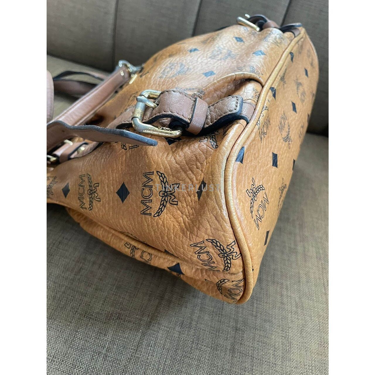 MCM Cognac Visetos Brown Satchel