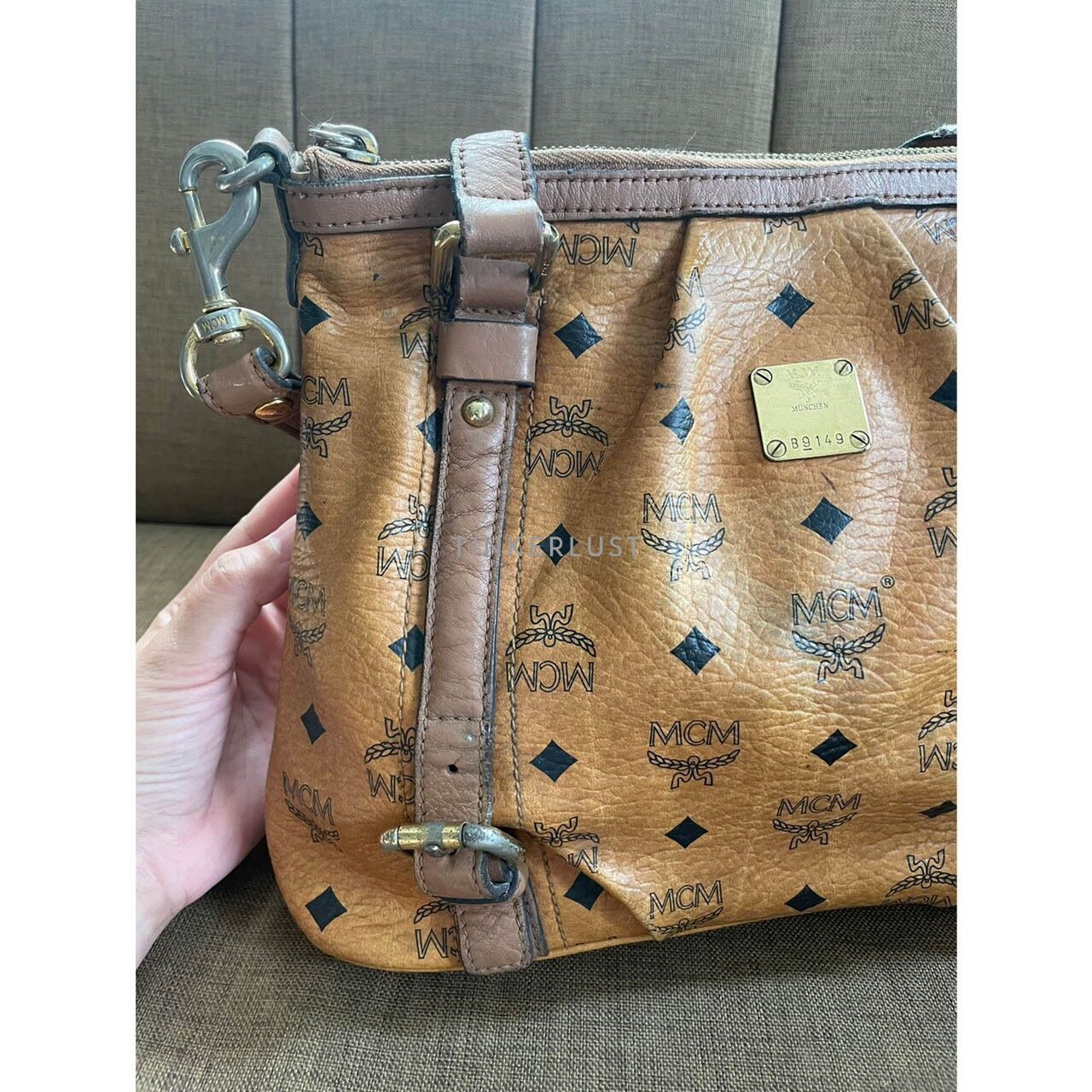 MCM Cognac Visetos Brown Satchel