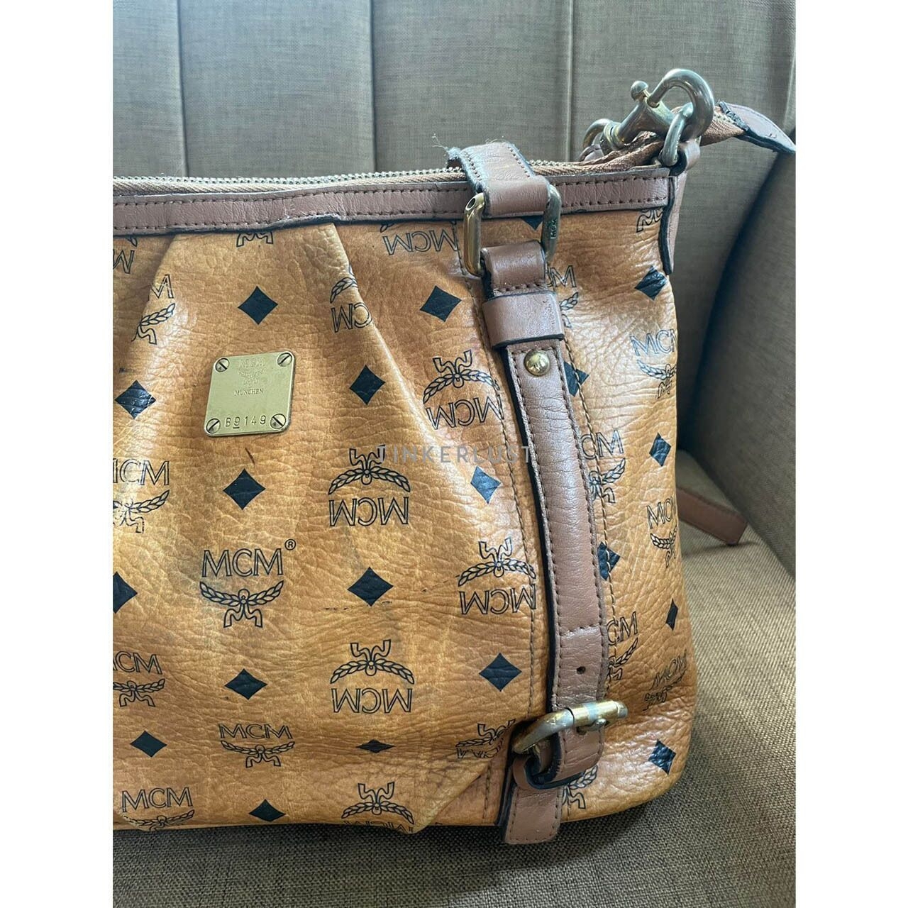 MCM Cognac Visetos Brown Satchel