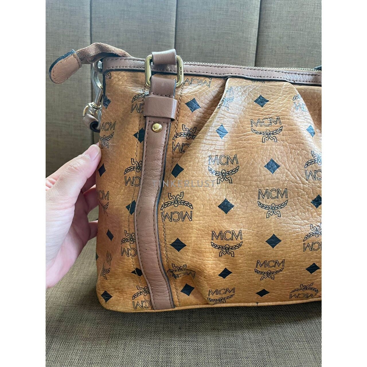 MCM Cognac Visetos Brown Satchel