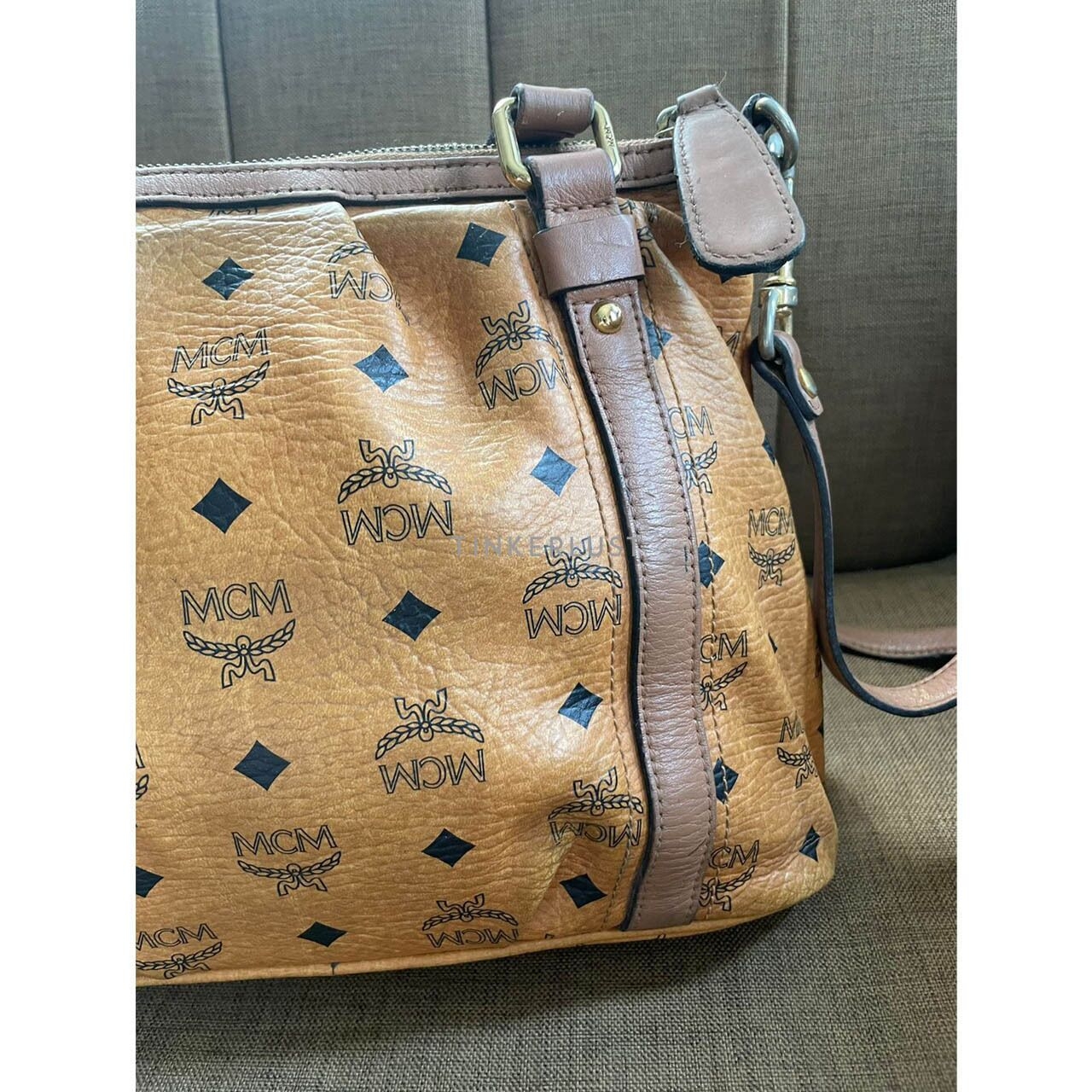 MCM Cognac Visetos Brown Satchel