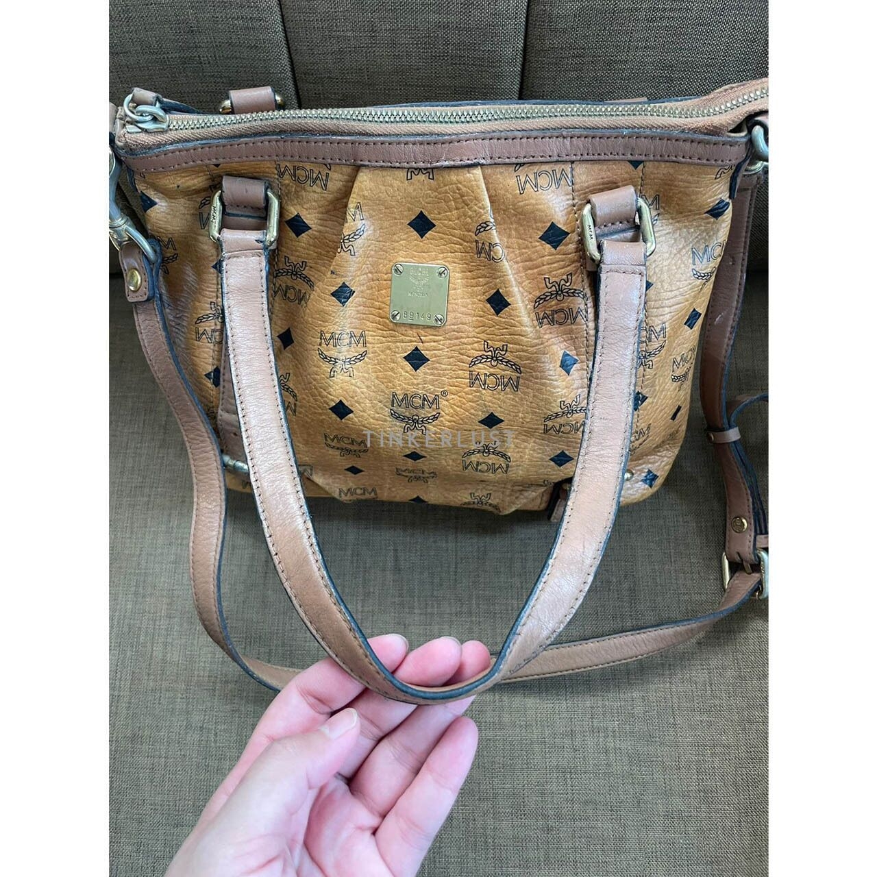 MCM Cognac Visetos Brown Satchel