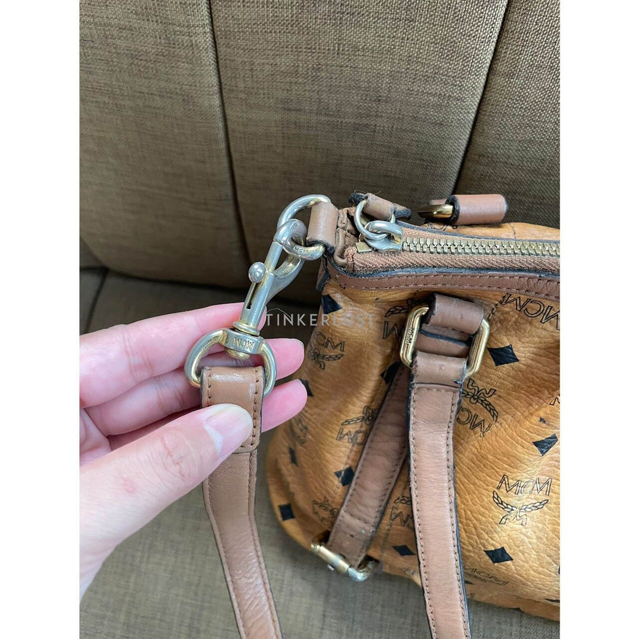 MCM Cognac Visetos Brown Satchel