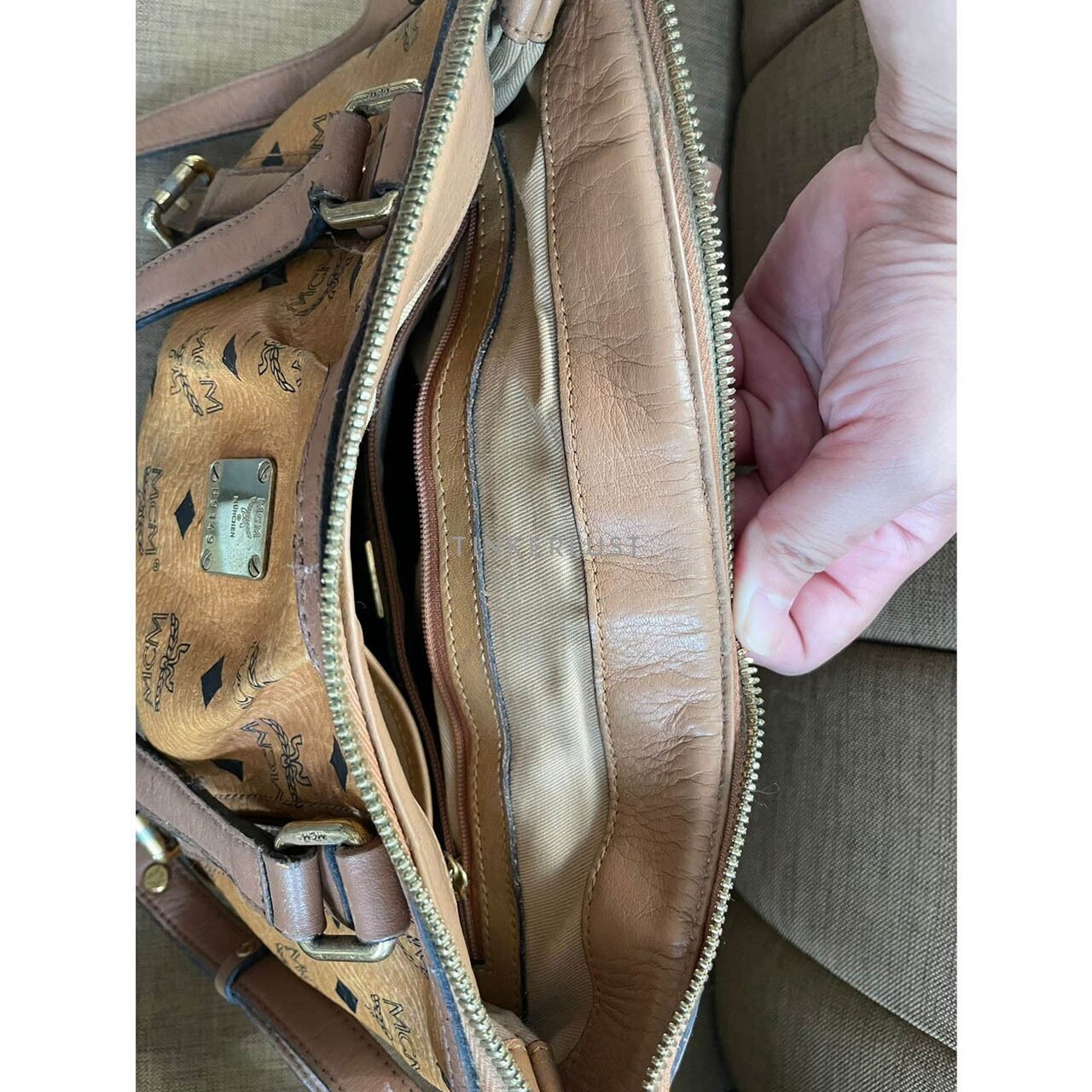 MCM Cognac Visetos Brown Satchel