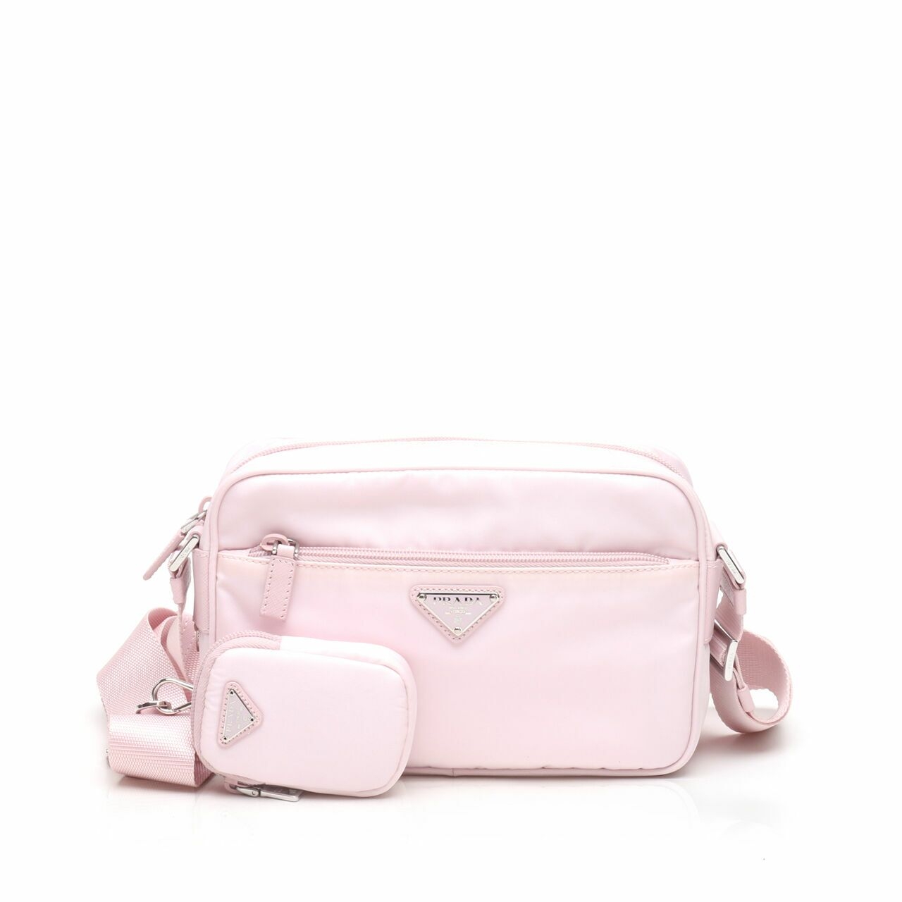 Prada Sacca Vela Messenger Bag With Mini Pouch In Albastro Pink Shoulder Bag	