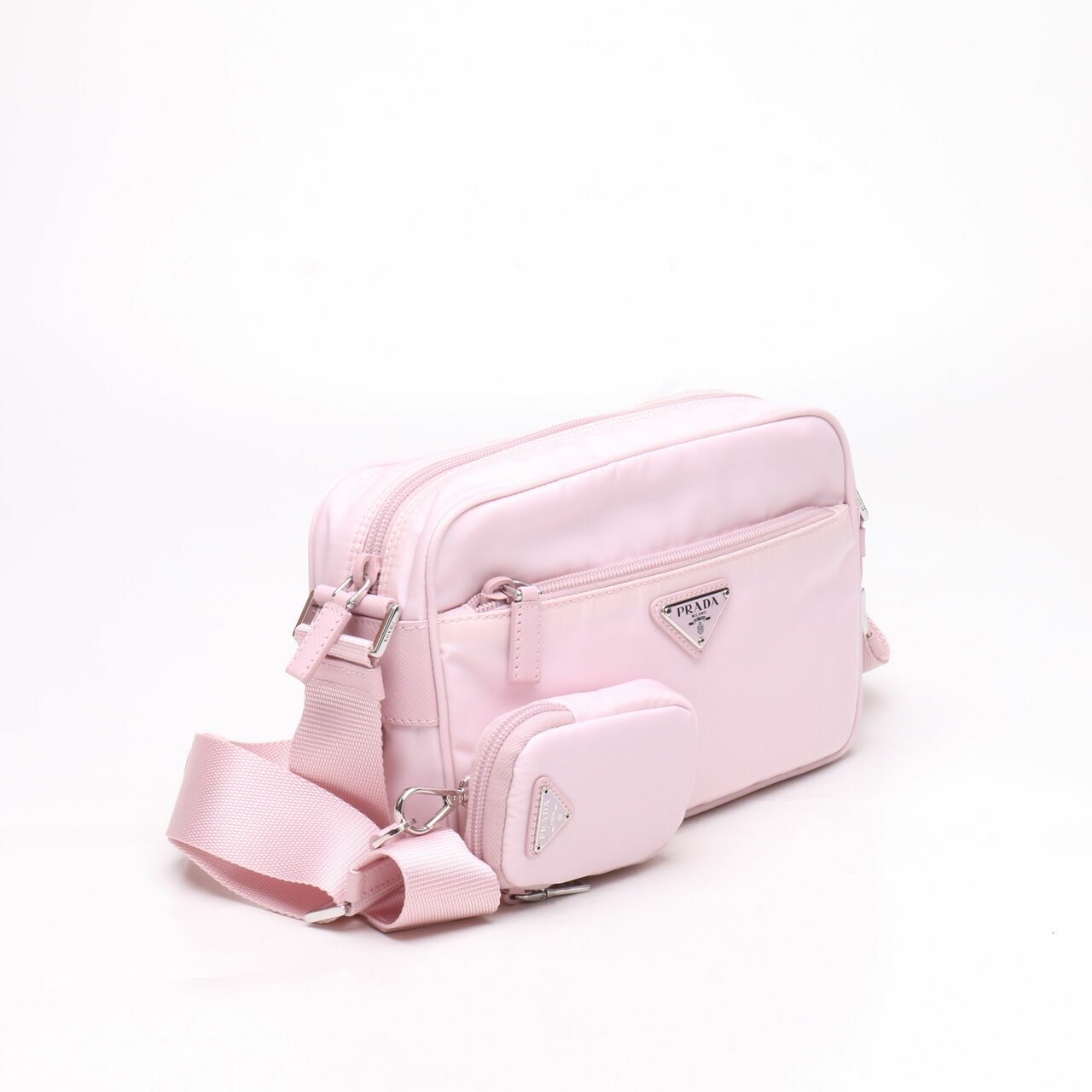 Prada Sacca Vela Messenger Bag With Mini Pouch In Albastro Pink Shoulder Bag	