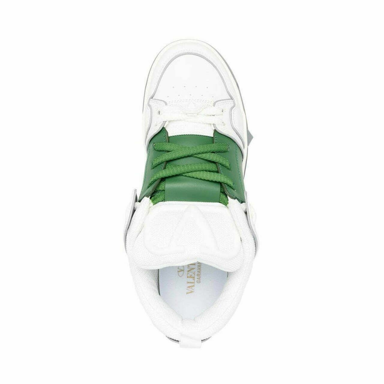 Valentino Garavani VLogo Open Skate Sneaker in Calfskin and Fabric White/Green