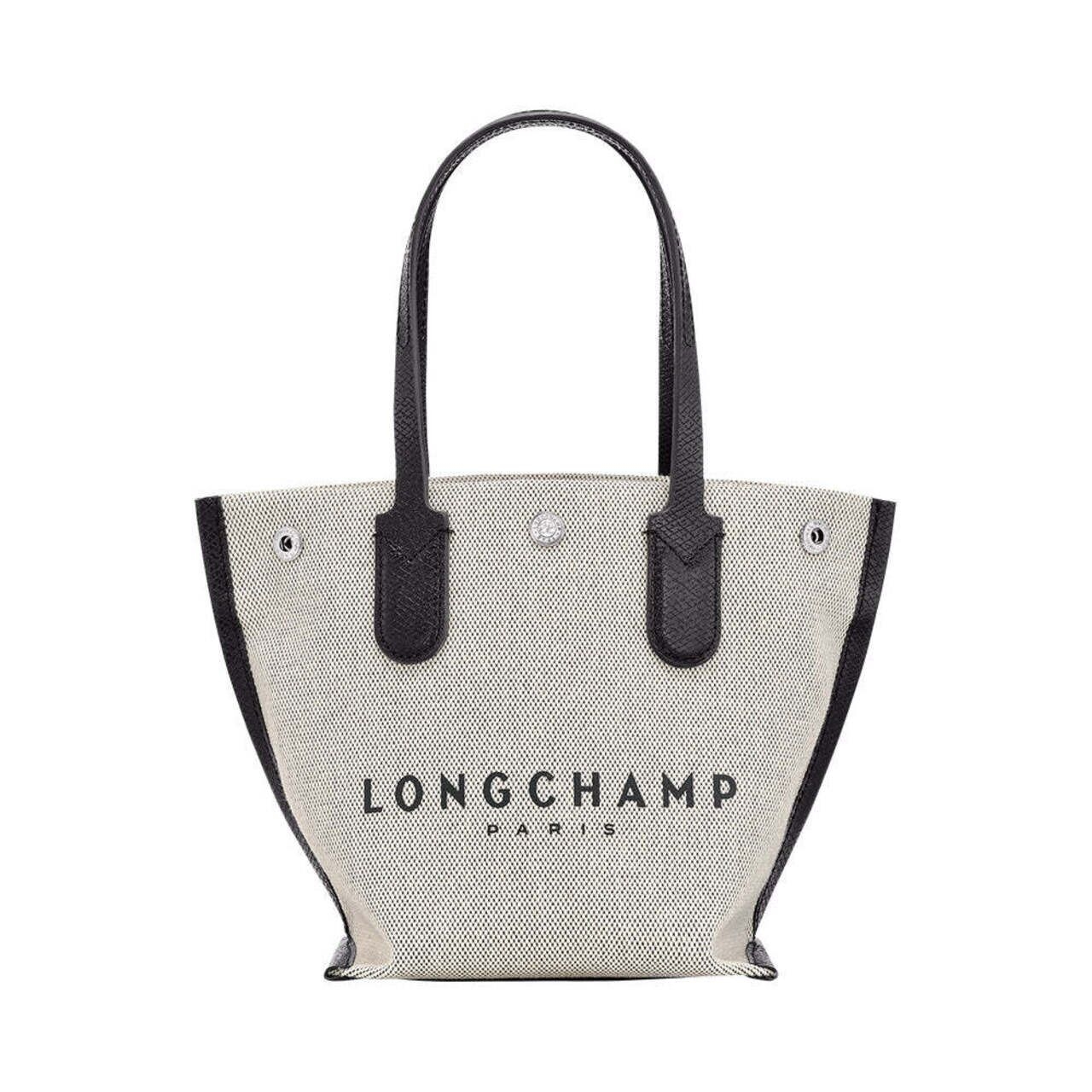 Longchamp Essential Extra Small Canvas Tote Bag Black/Ecru