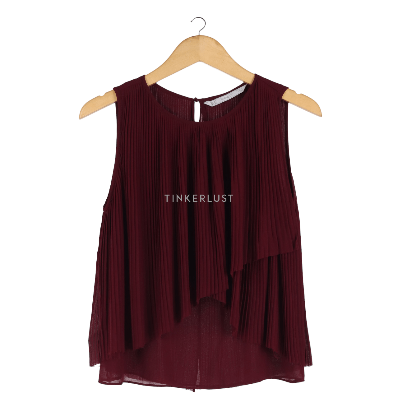 Zara Maroon Pleats Sleeveless