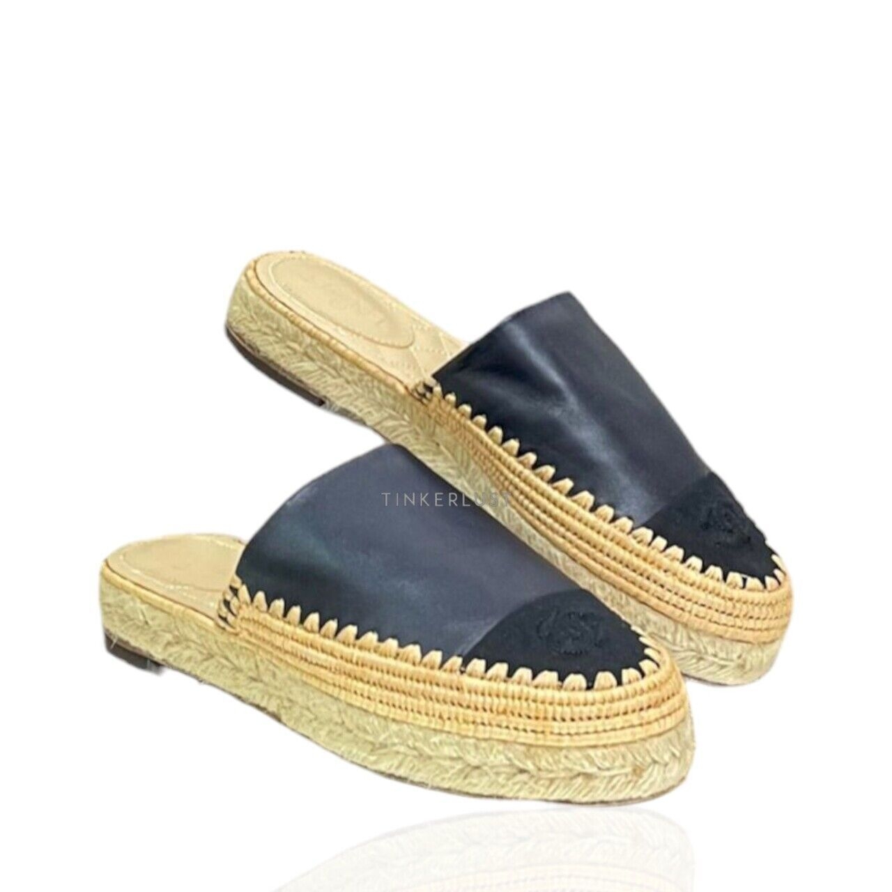 Chanel Espadrilles Black Mules Flats