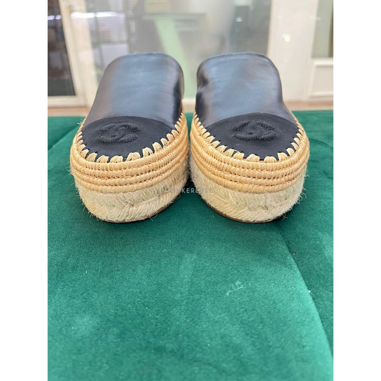 Chanel Espadrilles Black Mules Flats