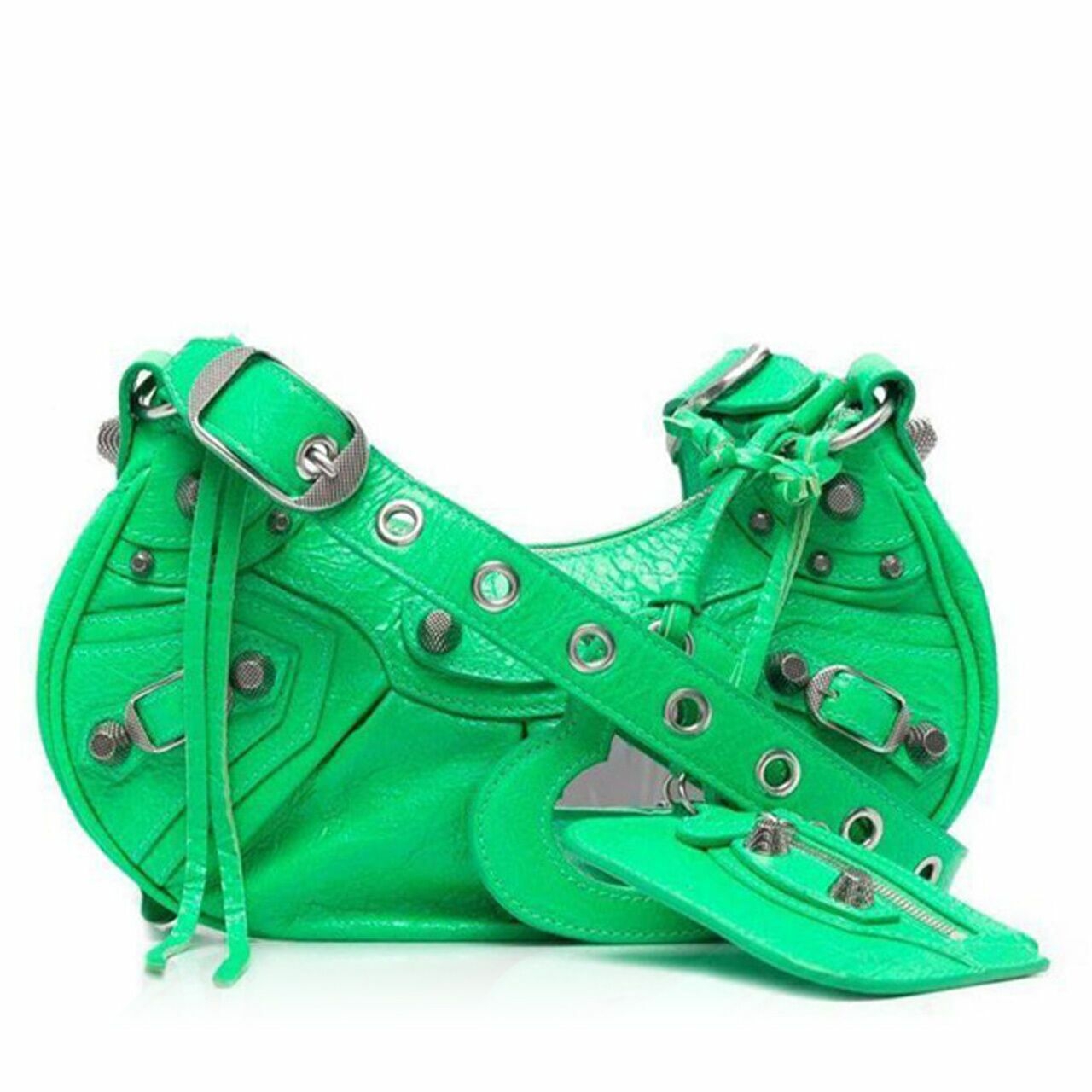 Balenciaga Le Cagole Shoulder Bag XS Arena Lambskin In Vivid Green