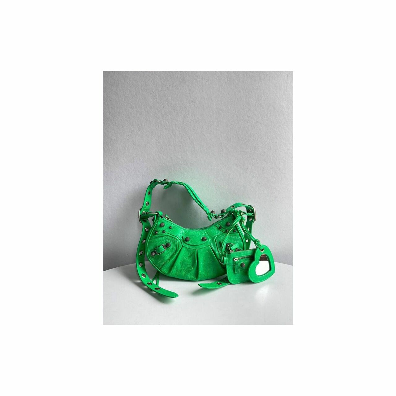 Balenciaga Le Cagole Shoulder Bag XS Arena Lambskin In Vivid Green