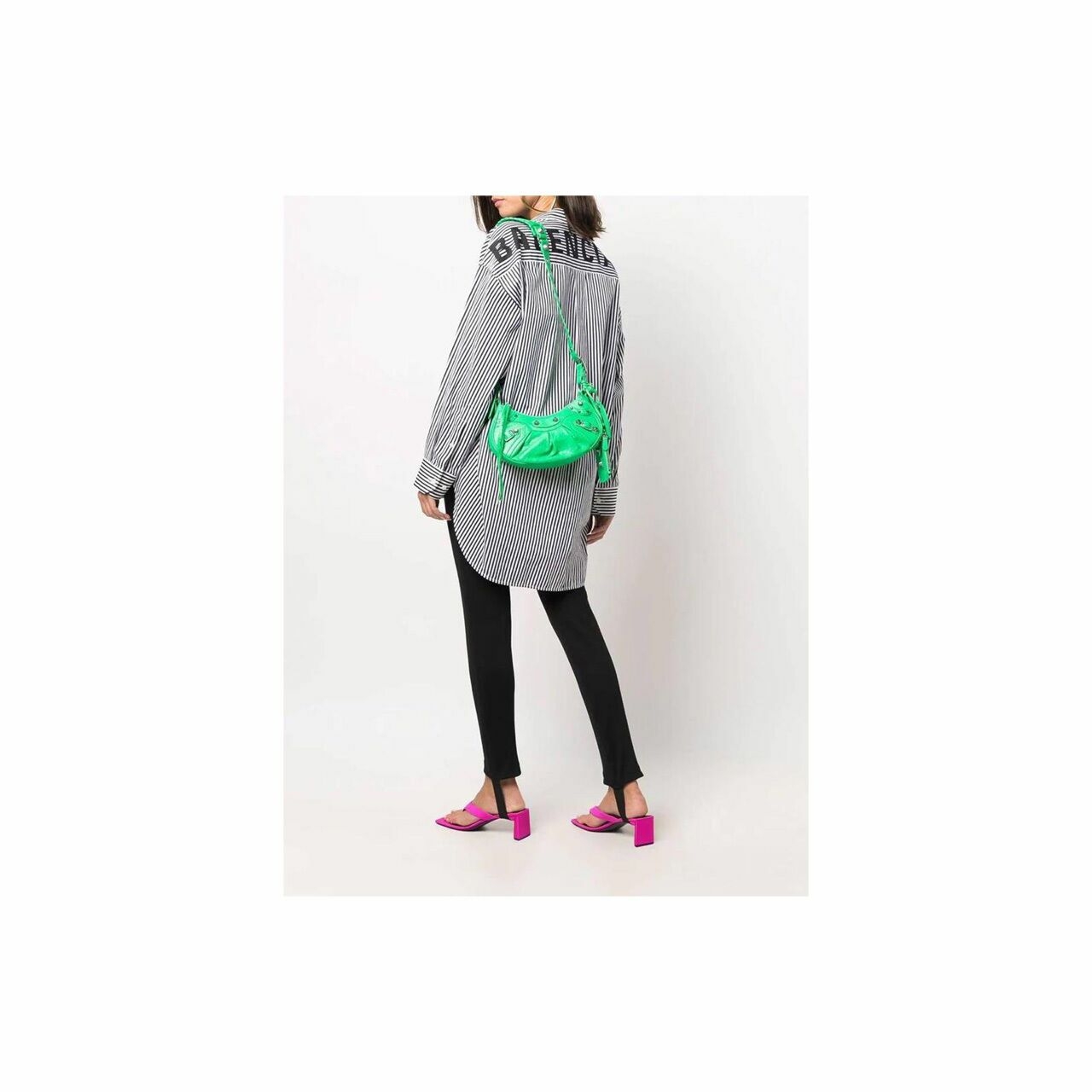 Balenciaga Le Cagole Shoulder Bag XS Arena Lambskin In Vivid Green