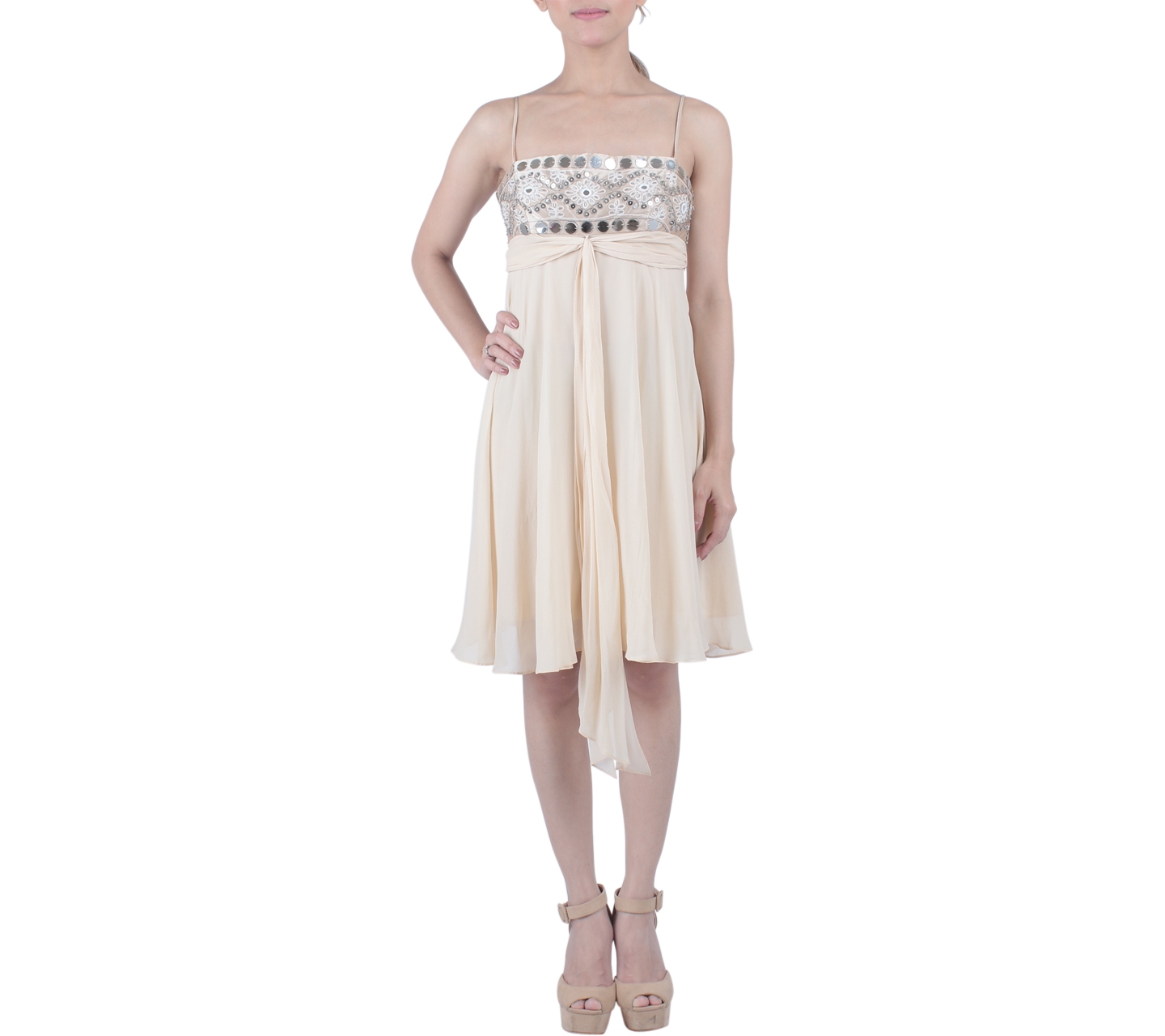 BCBG Max Azria Cream Sequin Mini Dress