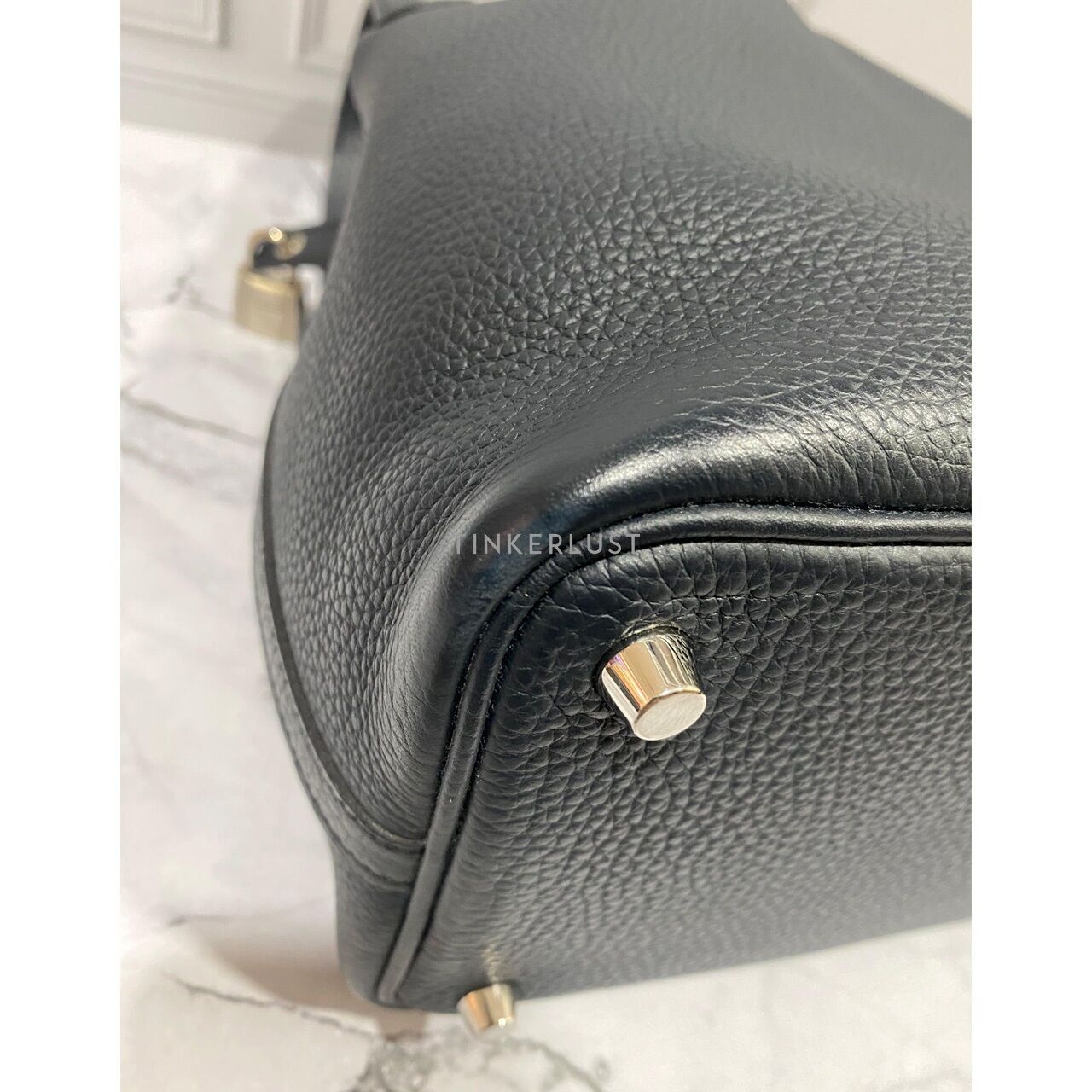 Hermes Pico 18 Blue Nuit PHW Stamp #P Handbag